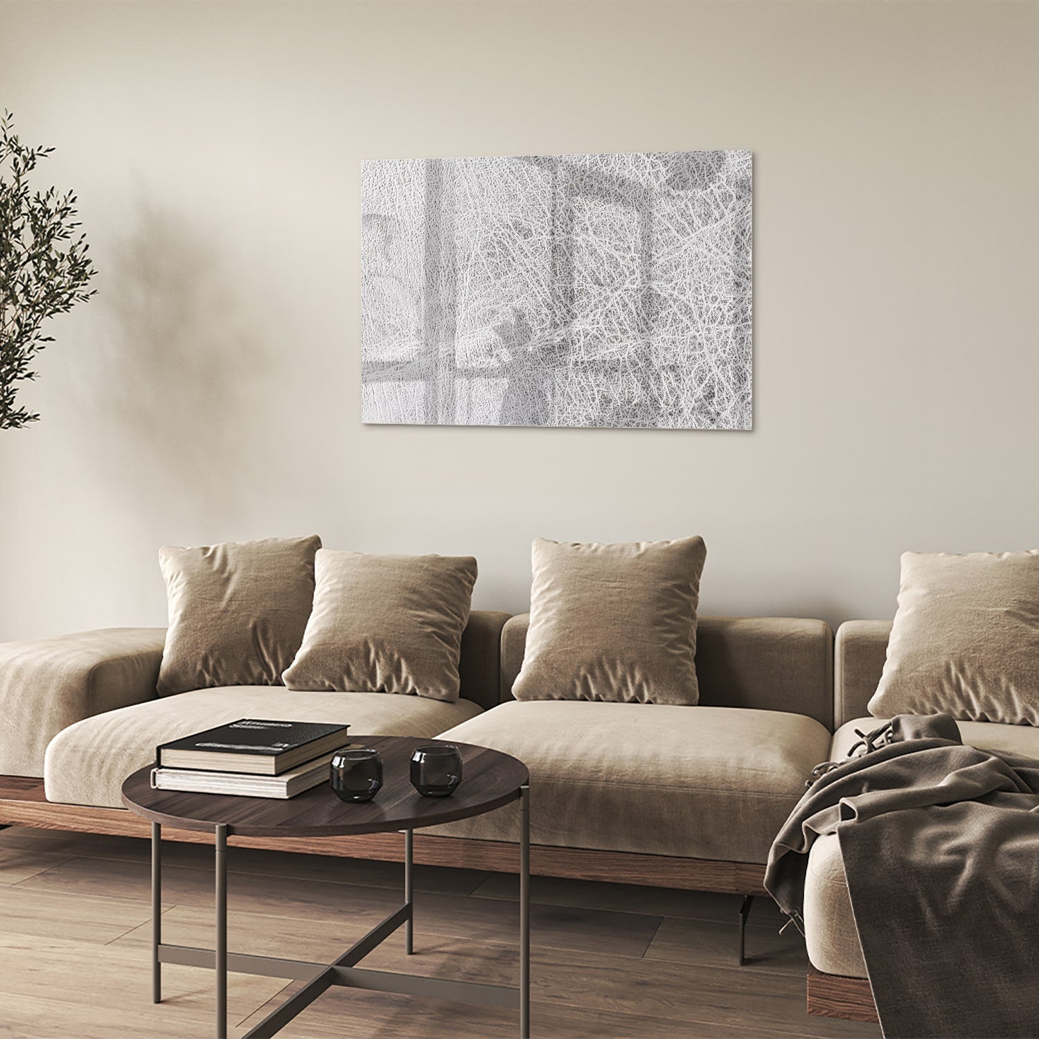 Stilvolles Glasbild mit abstrakten Linien – Glasbild aus Sicherheitsglas, Größe 50x50