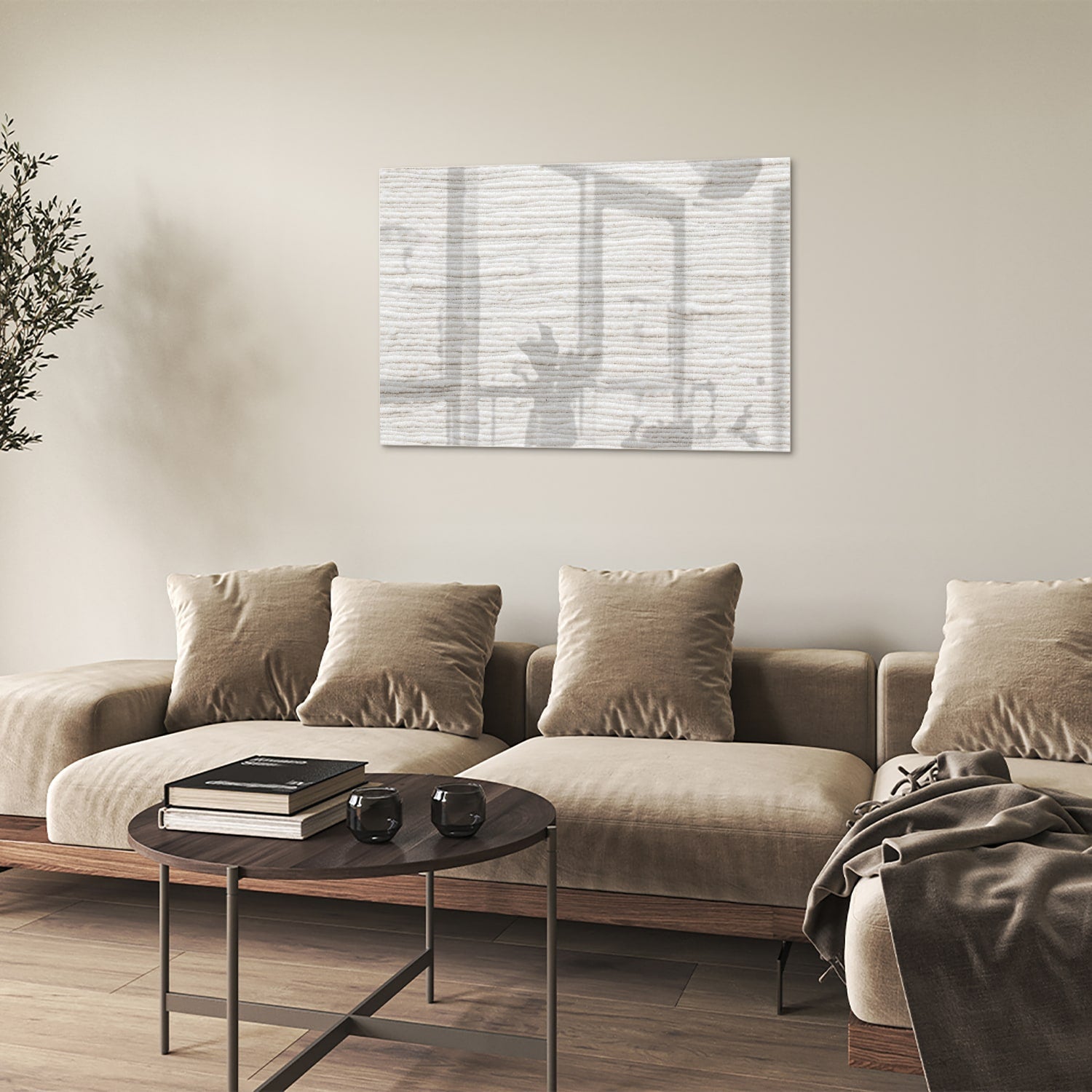 Elegantes Glasbild mit natürlichen Linien – Glasbild aus Sicherheitsglas, Größe 50x50