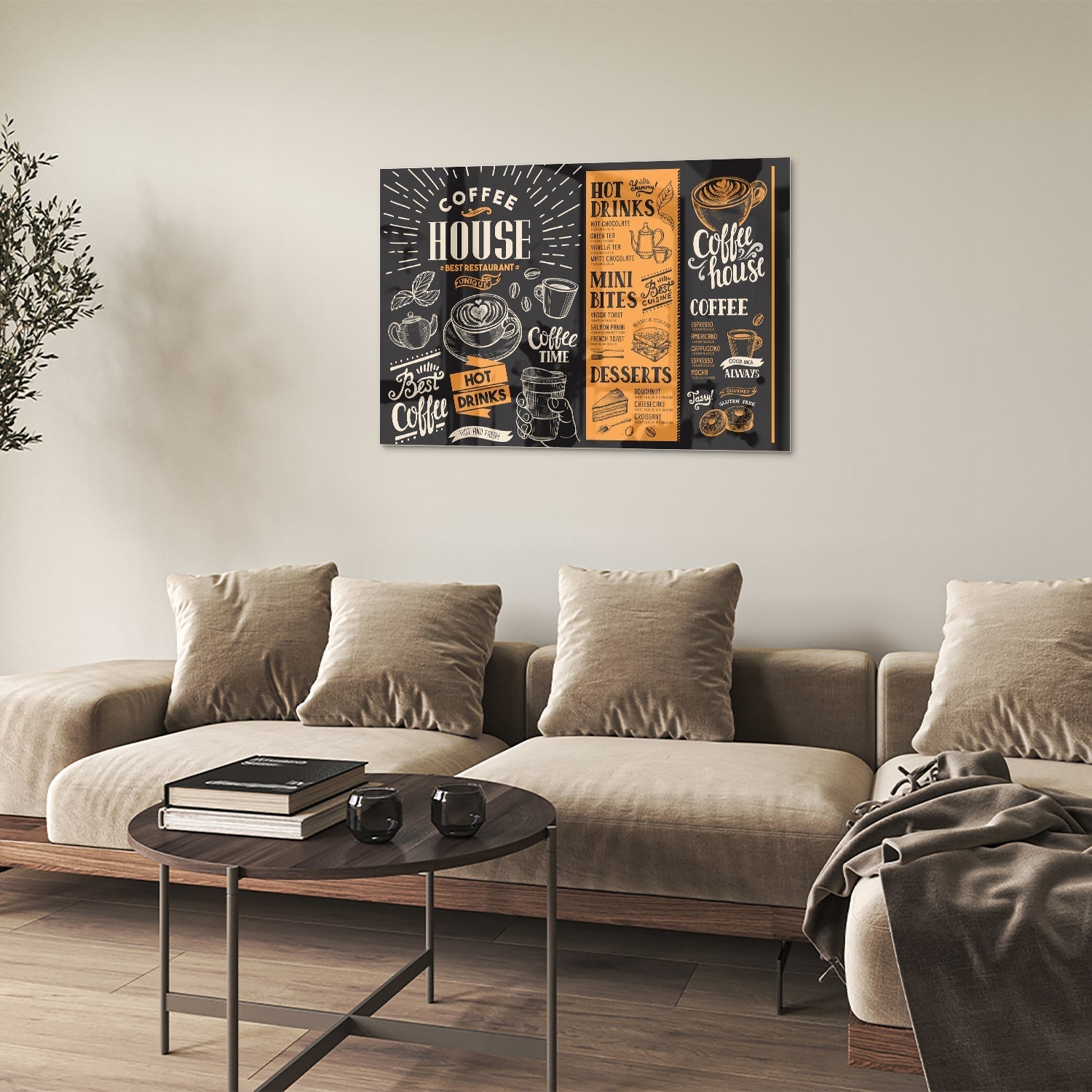 Glasbild – Vintage Coffee-House – Glasbild aus Sicherheitsglas, Größe 50x50