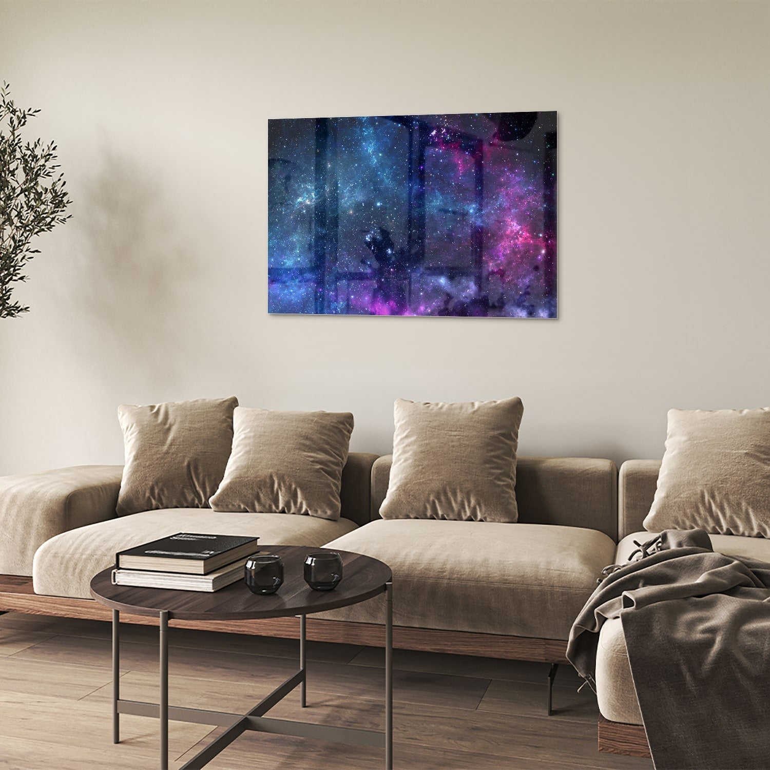 Magisches Glasbild mit dem Universum – Glasbild aus Sicherheitsglas, Größe 50x50