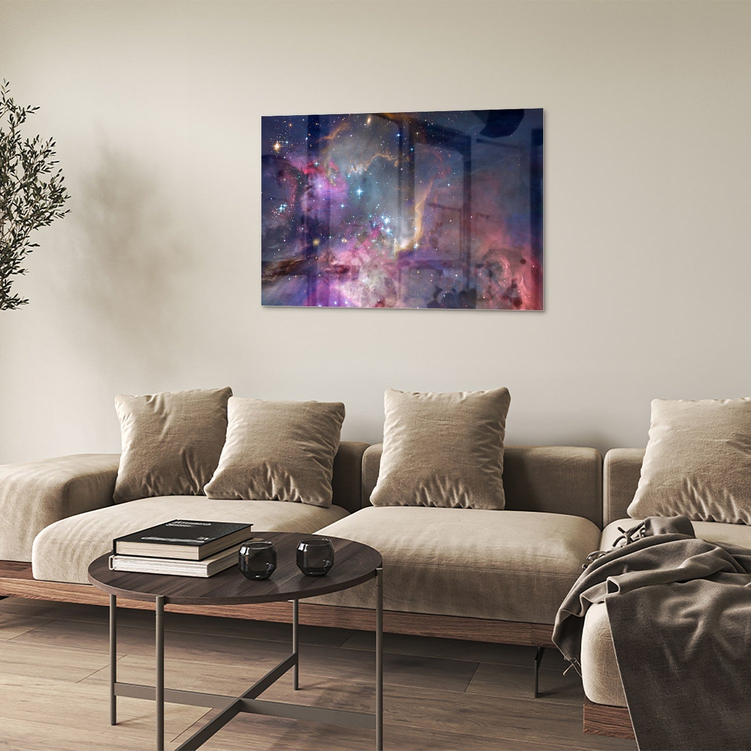 Zauberhaftes Glasbild mit dem Universum – Glasbild aus Sicherheitsglas, Größe 50x50