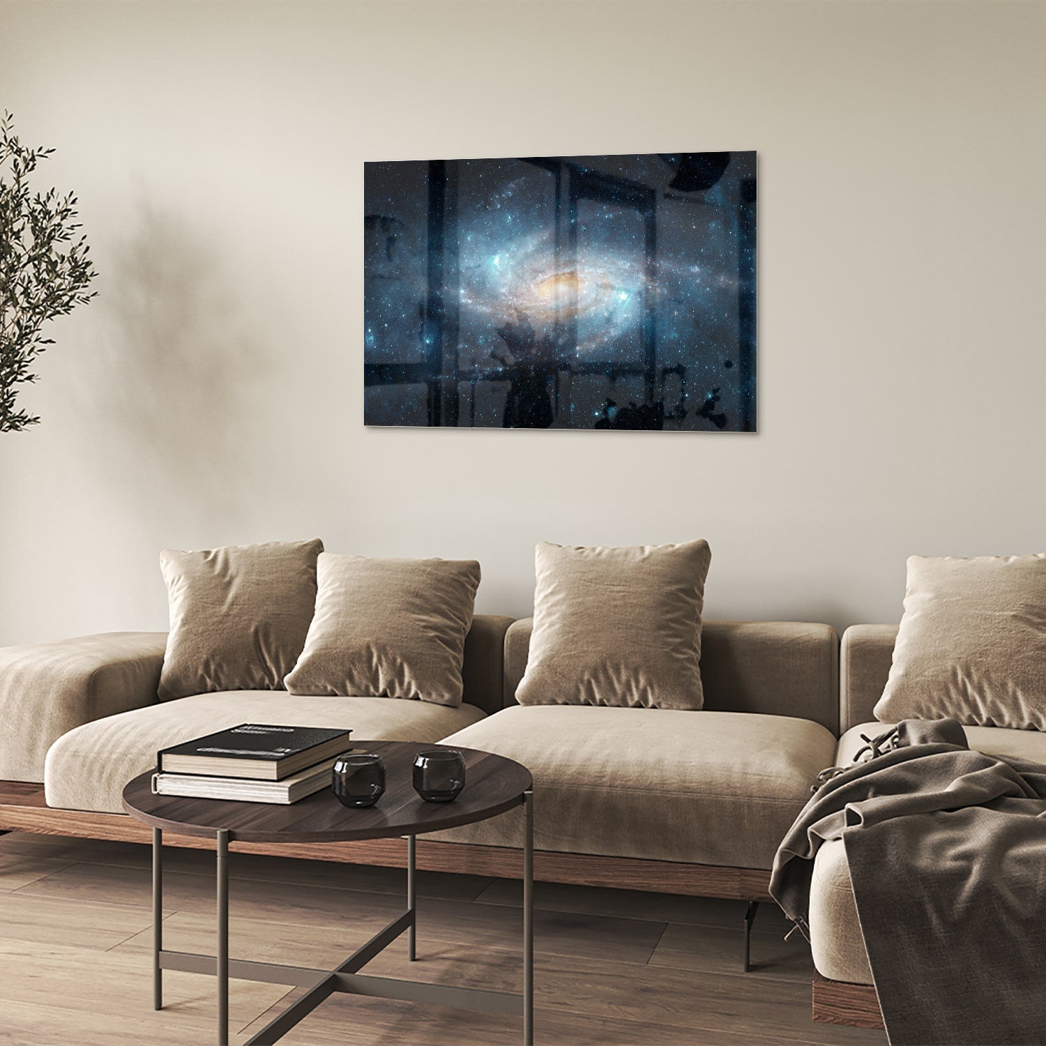 Mystisches Glasbild mit einer Galaxie – Glasbild aus Sicherheitsglas, Größe 50x50