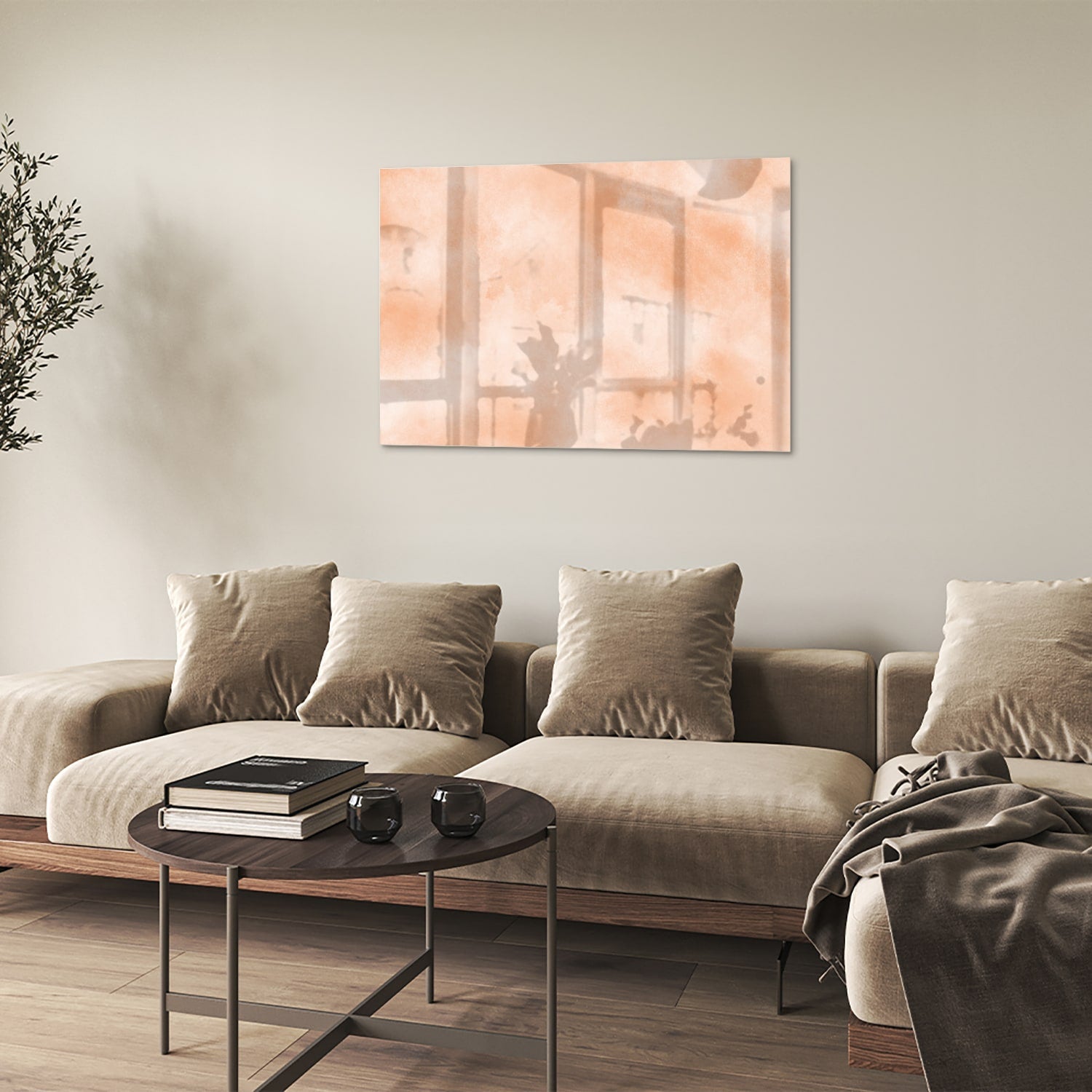 Glasbild in warmen Farbtönen für ein elegantes Interieur – Glasbild aus Sicherheitsglas, Größe 50x50