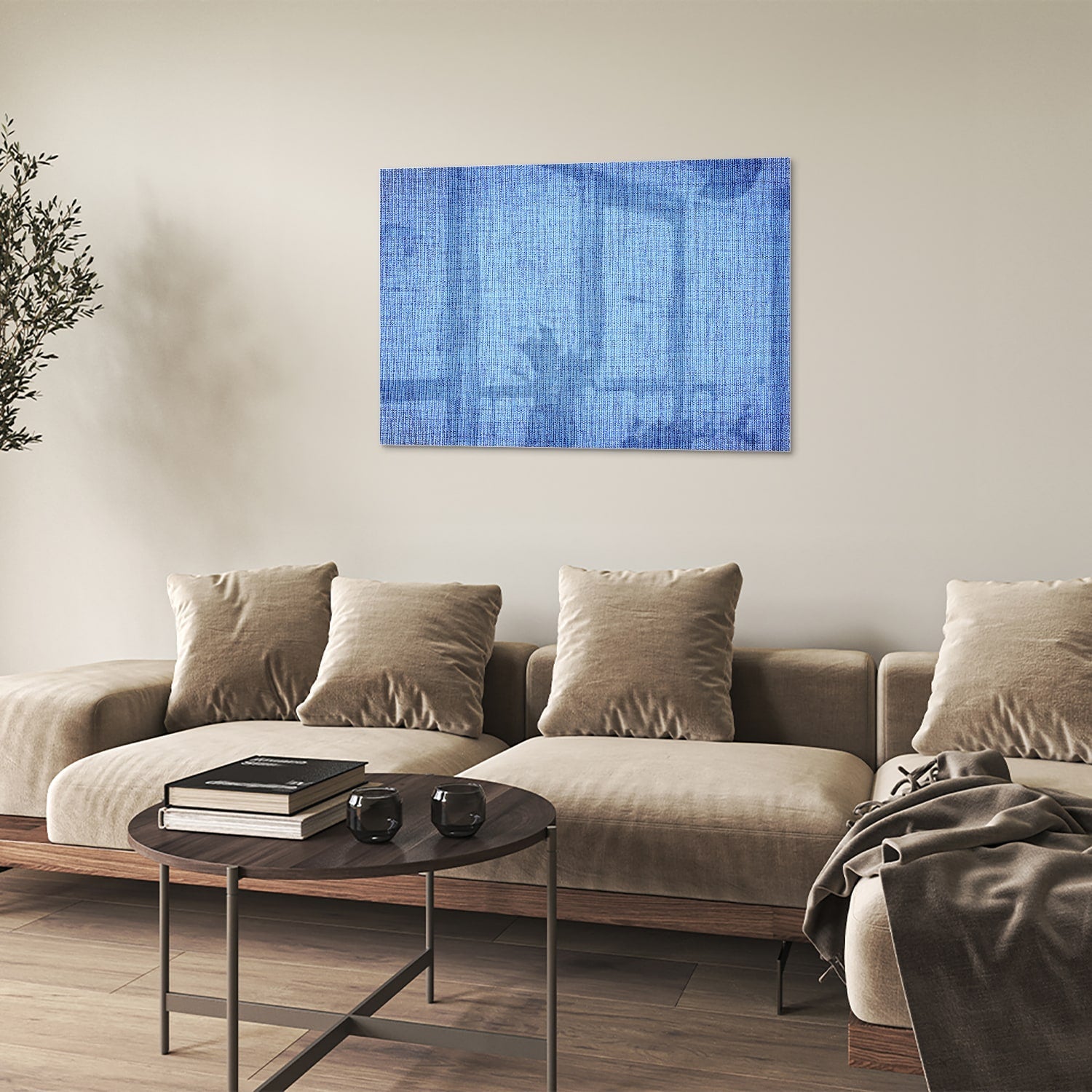 Elegantes blaues Glasbild für moderne Innenräume – Glasbild aus Sicherheitsglas, Größe 50x50