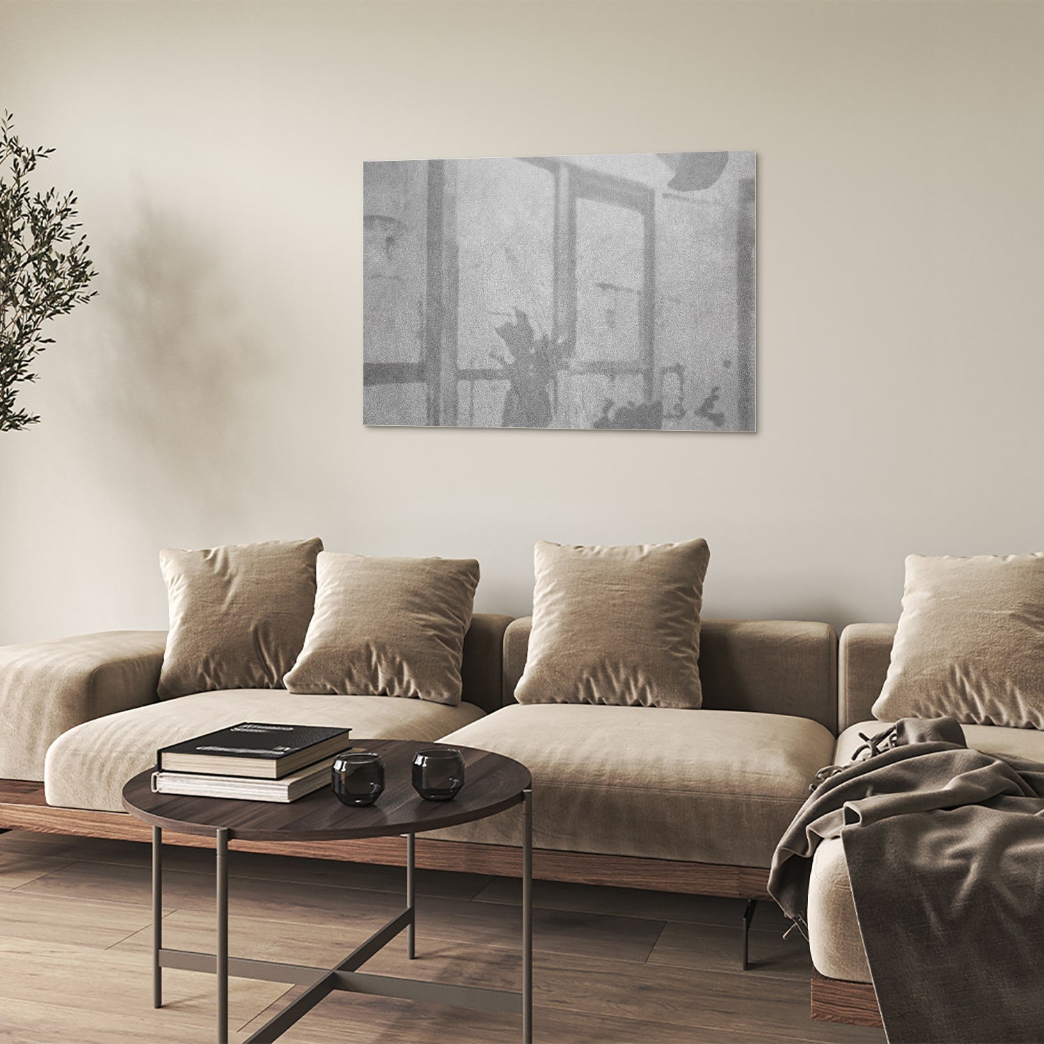 Minimalistisches Glasbild mit Händen – Glasbild aus Sicherheitsglas, Größe 50x50