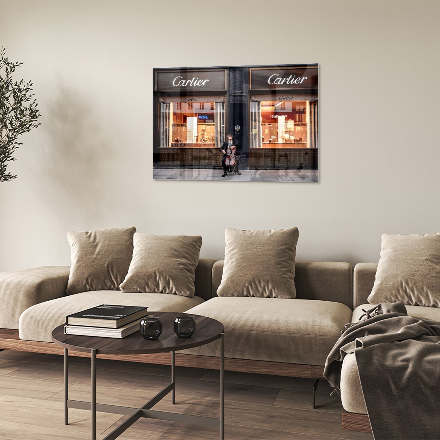 Luxuriöses Cartier-Glasbild für Ihr Interieur – Glasbild aus Sicherheitsglas, Größe 50x50