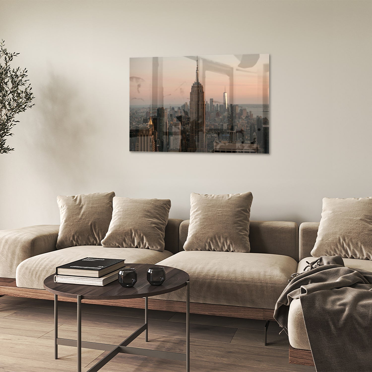 Glasbild mit dem Empire State Building – Glasbild aus Sicherheitsglas, Größe 50x50