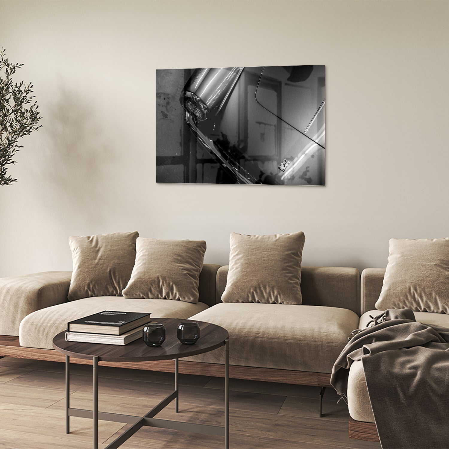 Elegantes Glasbild mit modernem abstraktem Design – Glasbild aus Sicherheitsglas, Größe 50x50