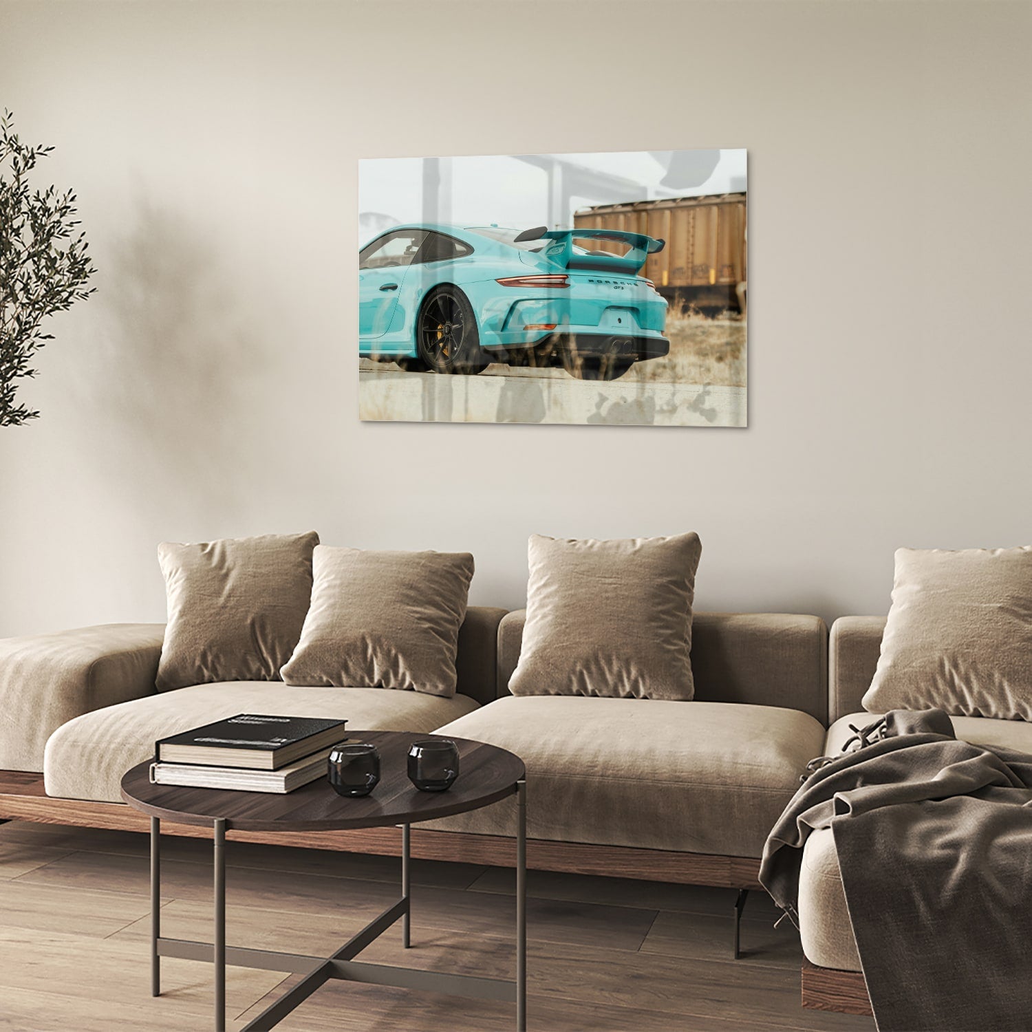Stilvolles Glasbild mit einem Sportwagen – Glasbild aus Sicherheitsglas, Größe 50x50