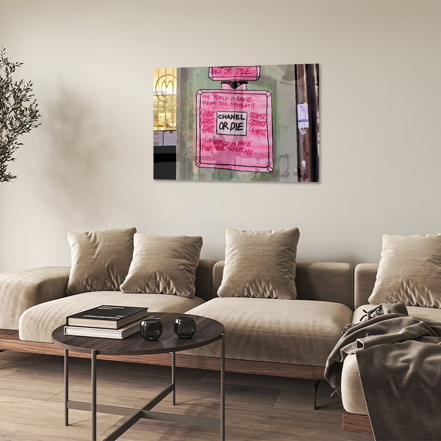 Stilvolles Glasbild: 'Chanel or Die' – Glasbild aus Sicherheitsglas, Größe 50x50