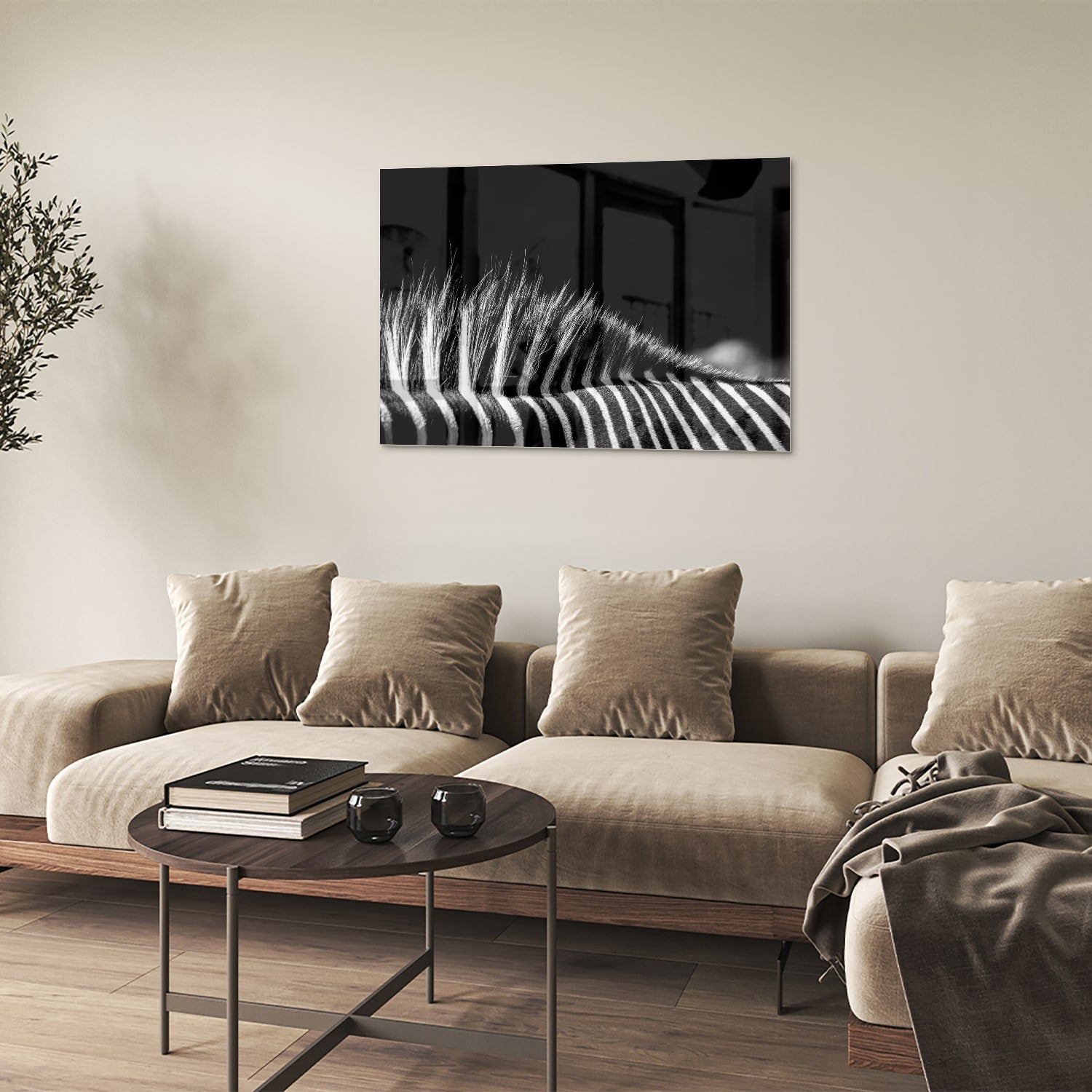 Modernes Schwarz-Weiß-Glasbild – Glasbild aus Sicherheitsglas, Größe 50x50