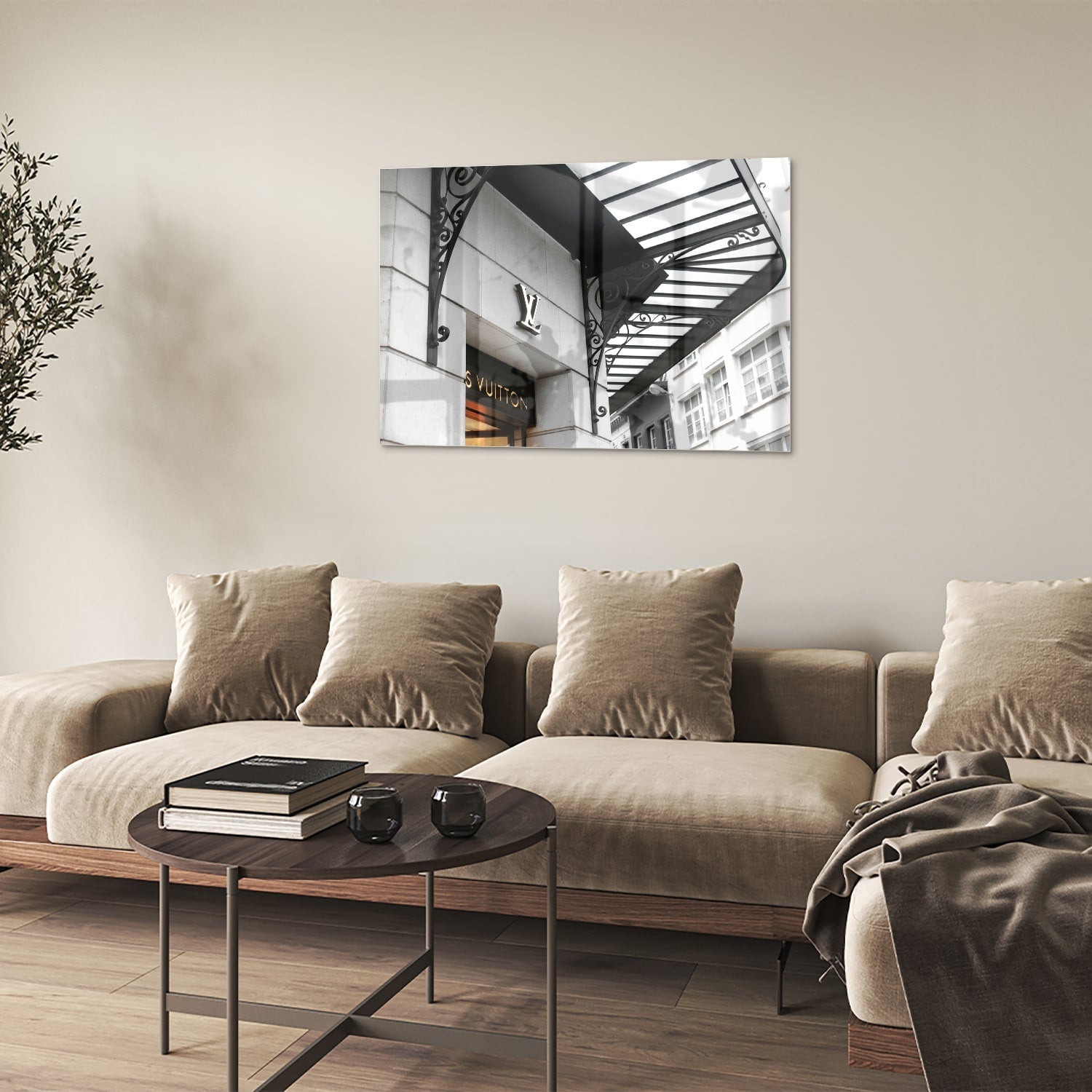 Elegantes Glasbild mit luxuriöser Mode – Glasbild aus Sicherheitsglas, Größe 50x50