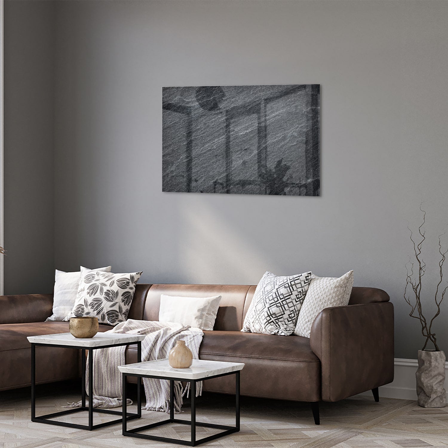 Stilvolles Glasbild mit abstraktem Muster – Glasbild aus Sicherheitsglas, Größe 50x50_rond