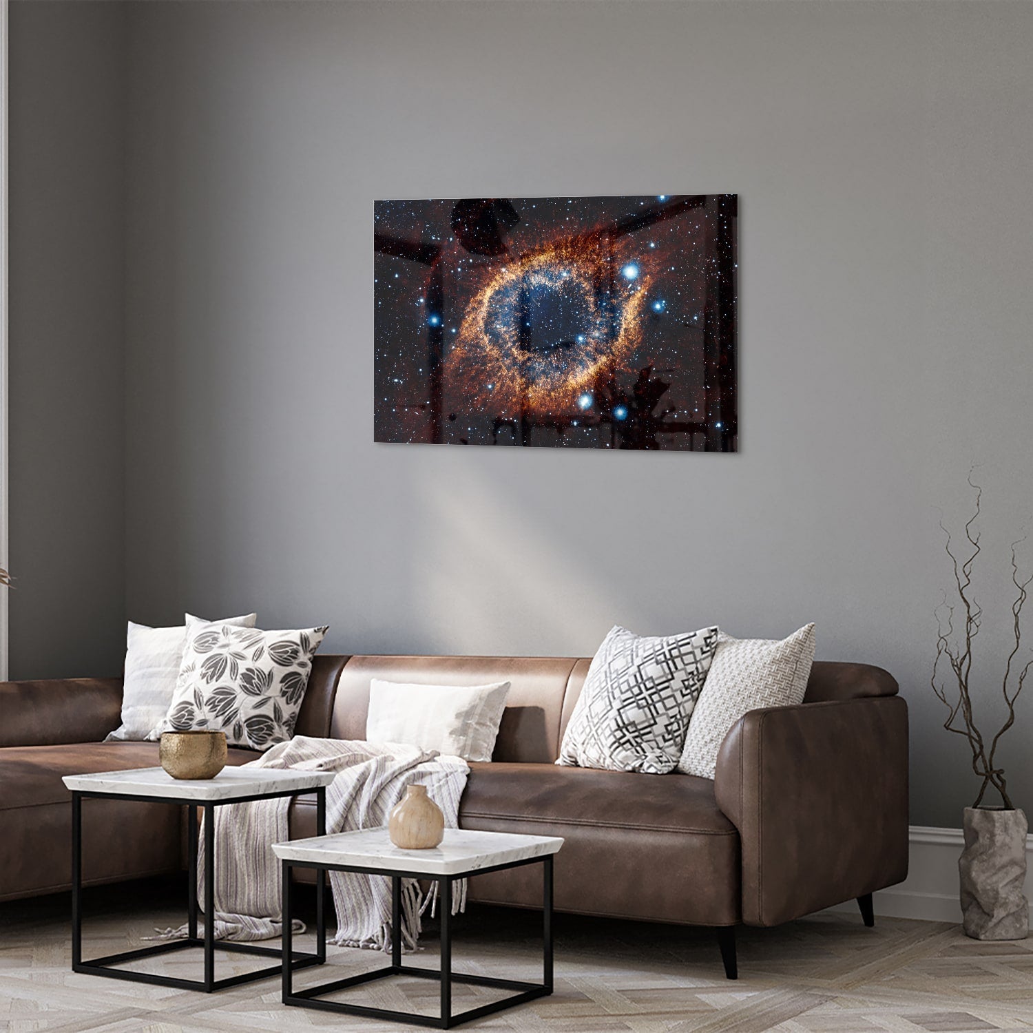 Kosmisches Glasbild mit Galaxie – Glasbild aus Sicherheitsglas, Größe 50x50_rond