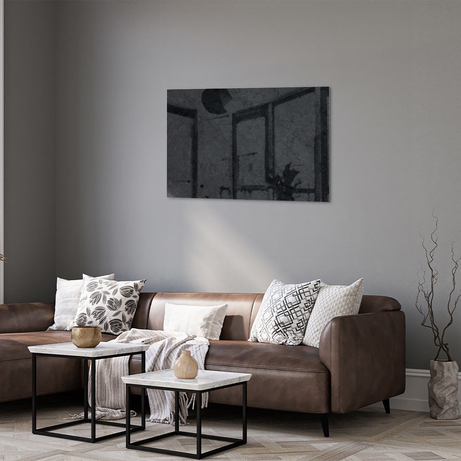 Minimalistisches Glasbild für moderne Innenräume – Glasbild aus Sicherheitsglas, Größe 50x50_rond
