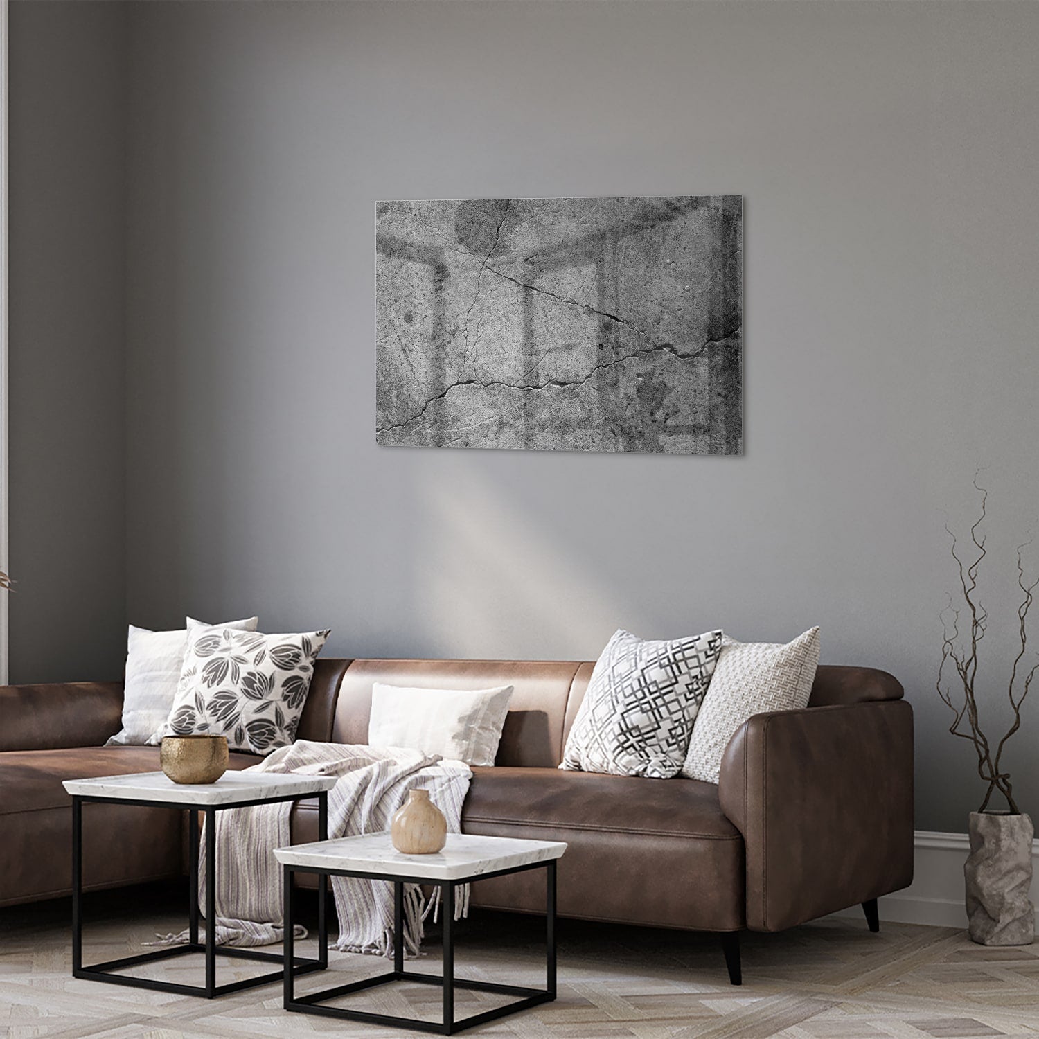 Elegantes Glasbild mit abstrakter Struktur – Glasbild aus Sicherheitsglas, Größe 50x50_rond