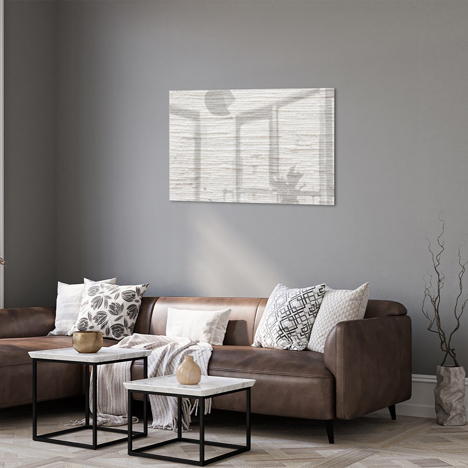 Elegantes Glasbild mit natürlichen Linien – Glasbild aus Sicherheitsglas, Größe 50x50_rond