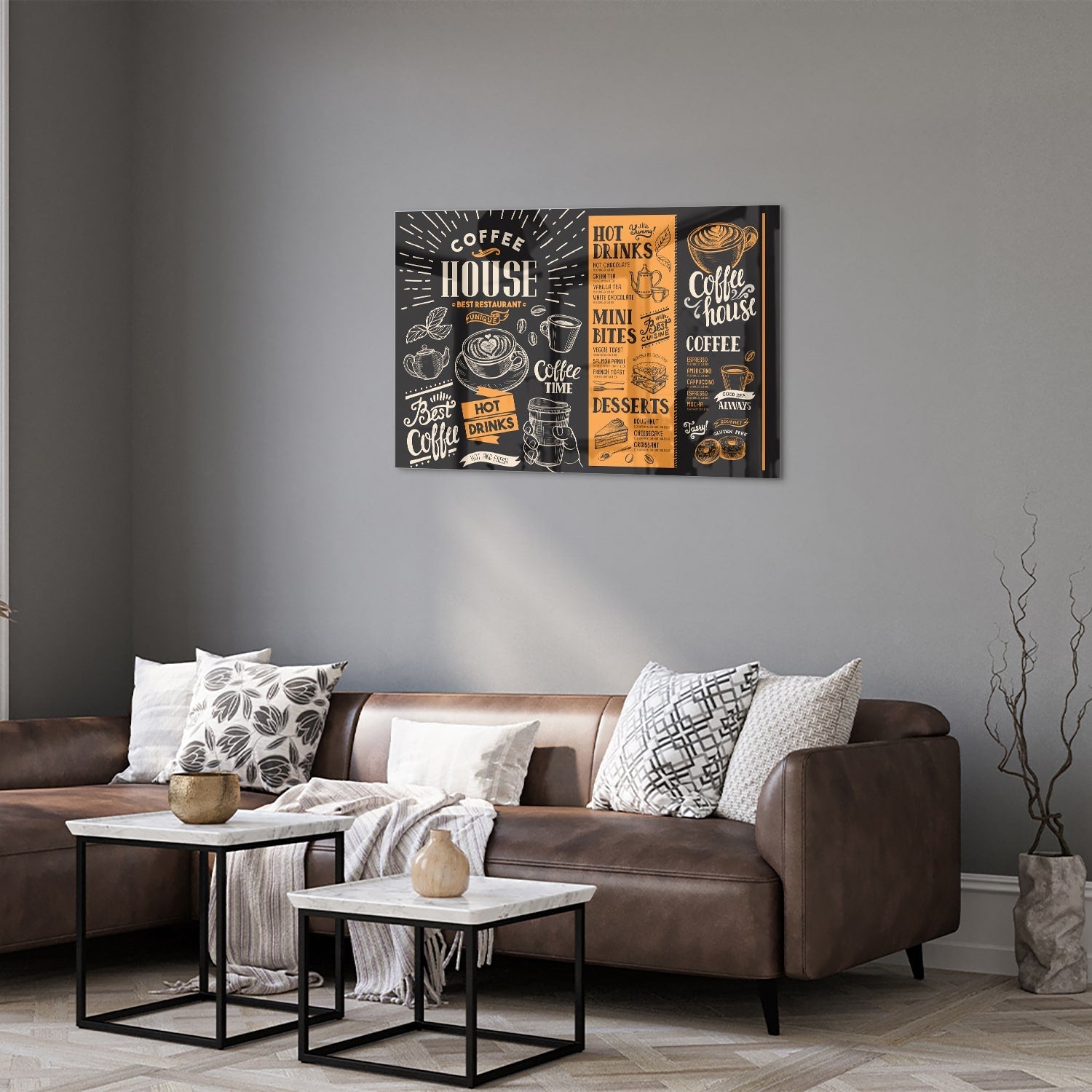 Glasbild – Vintage Coffee-House – Glasbild aus Sicherheitsglas, Größe 50x50_rond