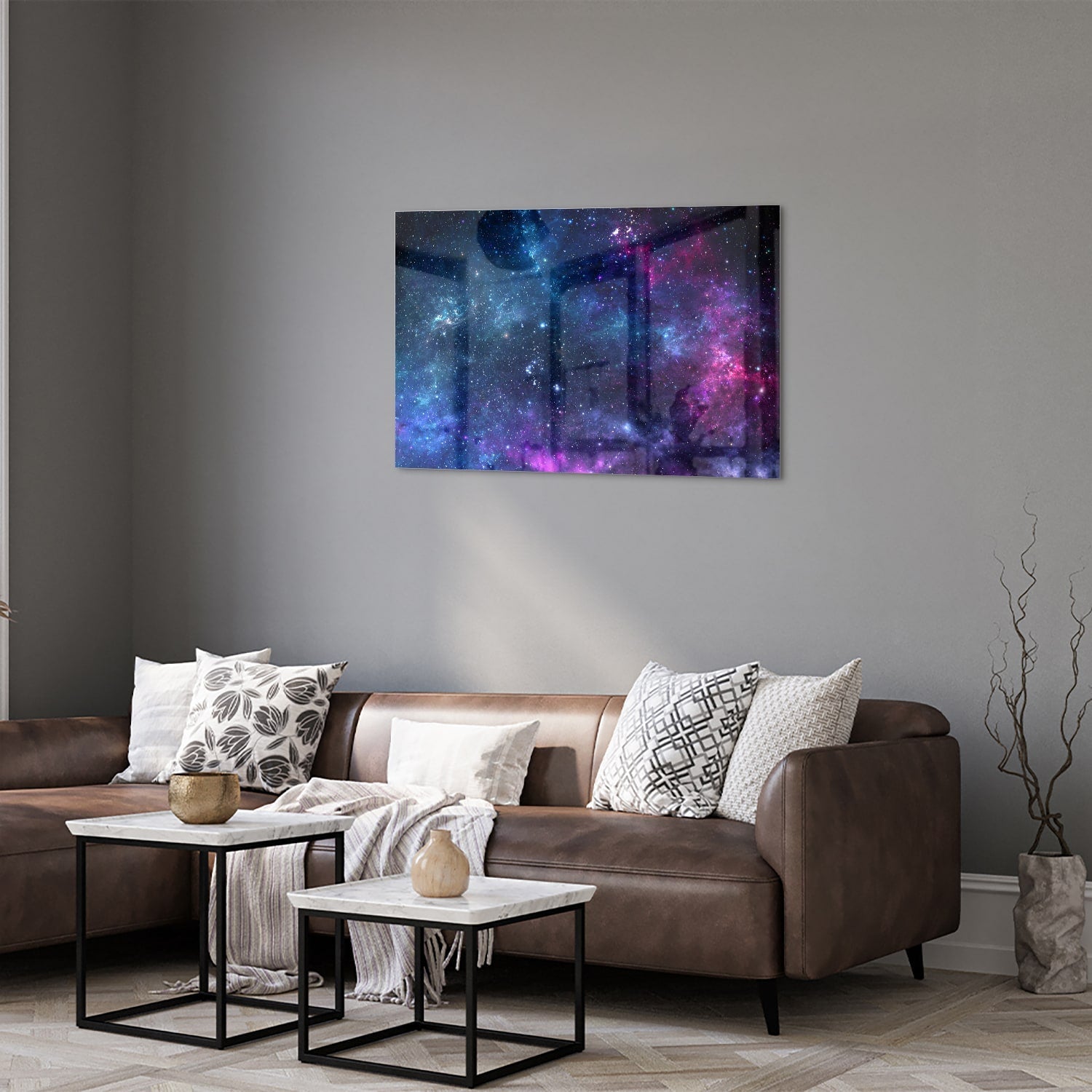 Magisches Glasbild mit dem Universum – Glasbild aus Sicherheitsglas, Größe 50x50_rond