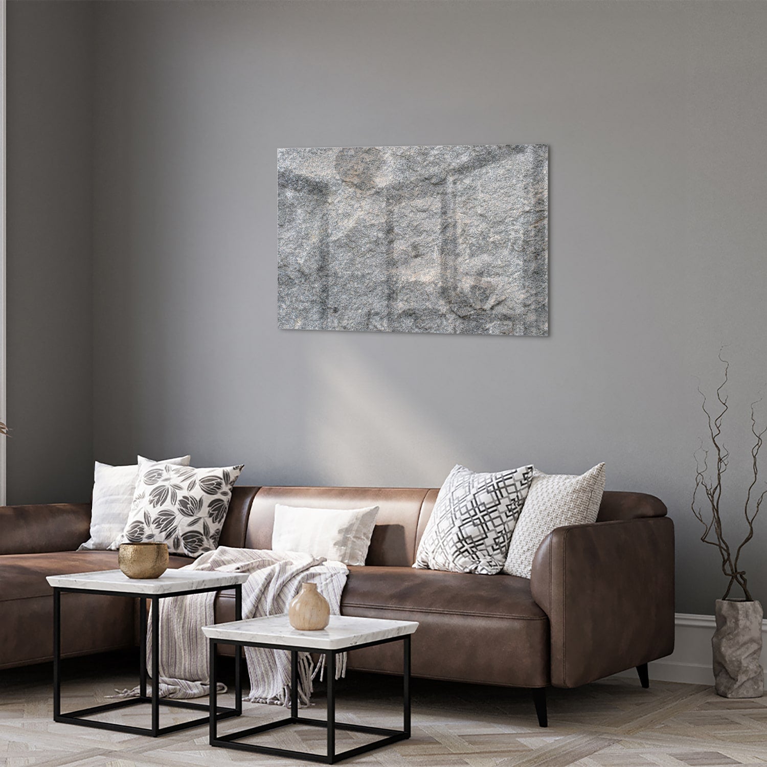 Elegantes Glasbild mit abstrakter Textur – Glasbild aus Sicherheitsglas, Größe 50x50_rond