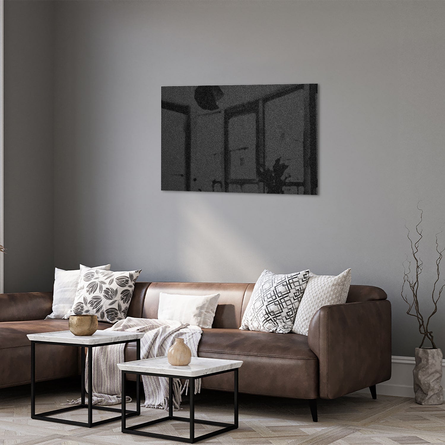 Minimalistisches Glasbild in Schwarz – Glasbild aus Sicherheitsglas, Größe 50x50_rond