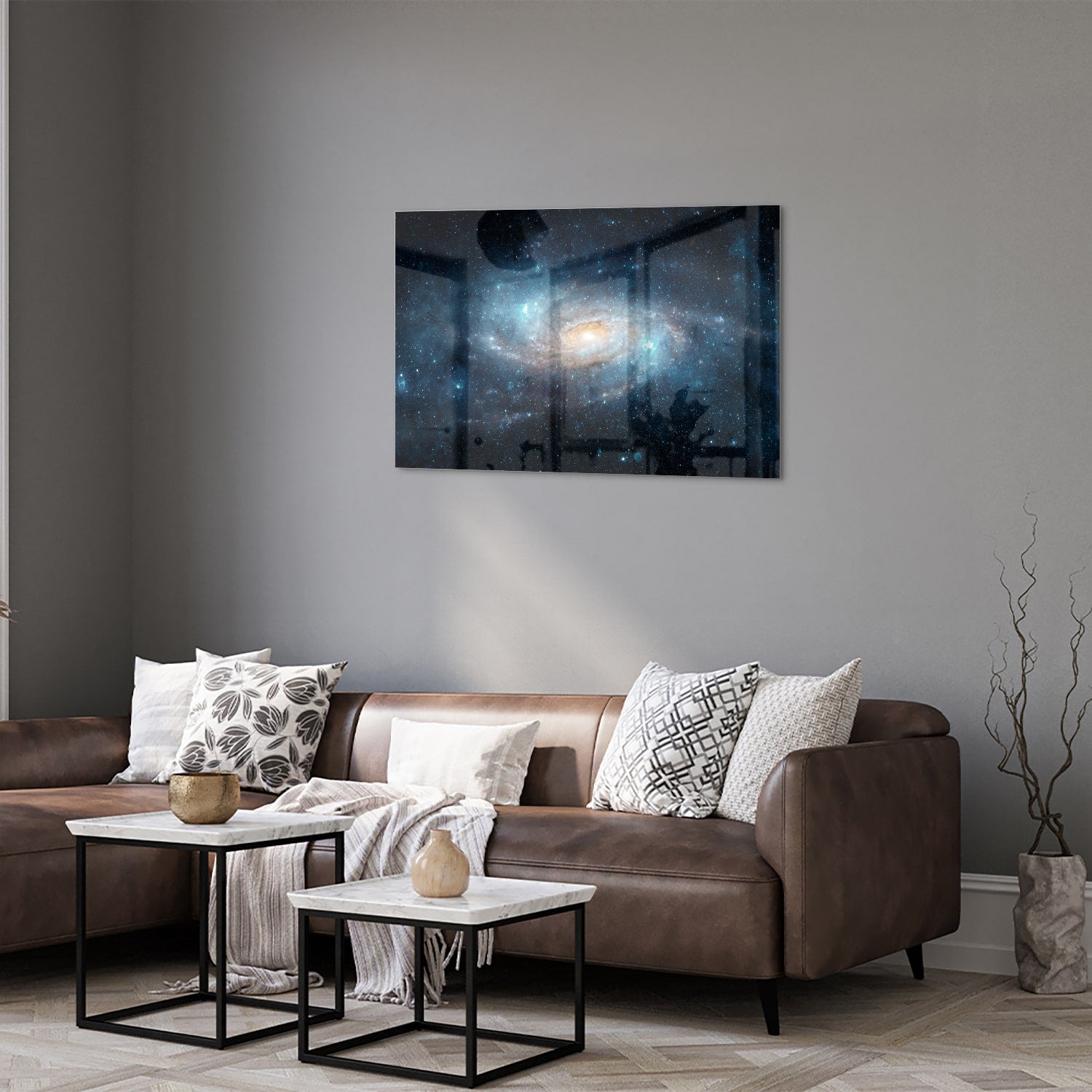 Mystisches Glasbild mit einer Galaxie – Glasbild aus Sicherheitsglas, Größe 50x50_rond