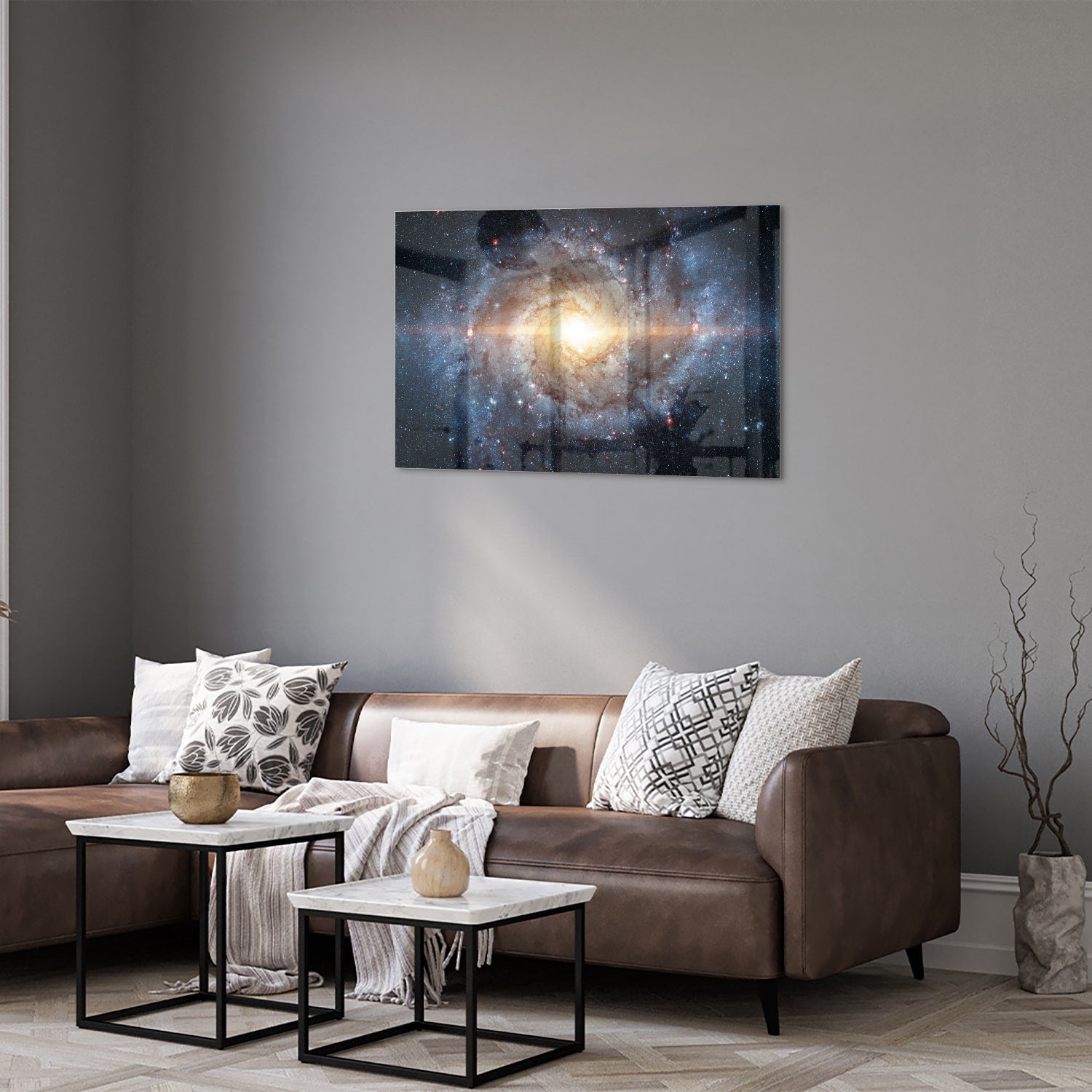 Glasbild mit einer zauberhaften Galaxie – Glasbild aus Sicherheitsglas, Größe 50x50_rond