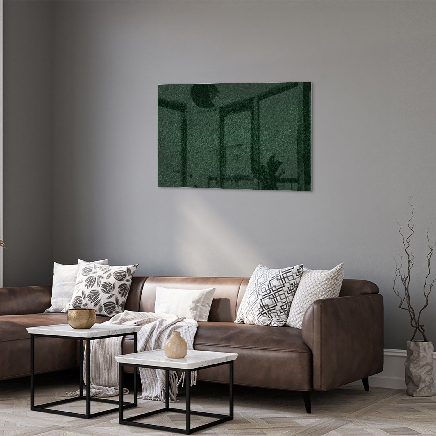 Minimalistisches grünes Glasbild für moderne Einrichtungen – Glasbild aus Sicherheitsglas, Größe 50x50_rond