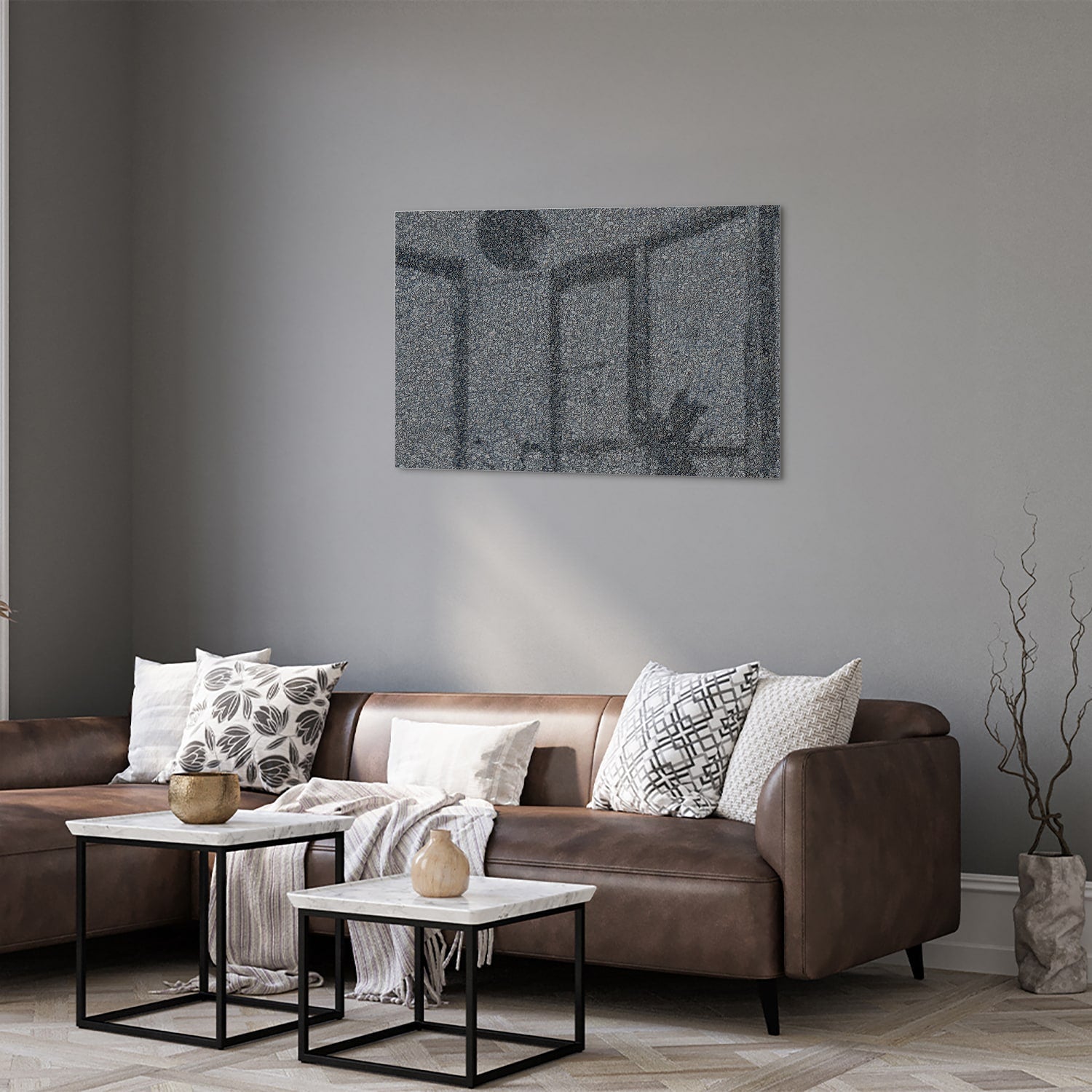Minimalistisches Glasbild mit elegantem Design – Glasbild aus Sicherheitsglas, Größe 50x50_rond