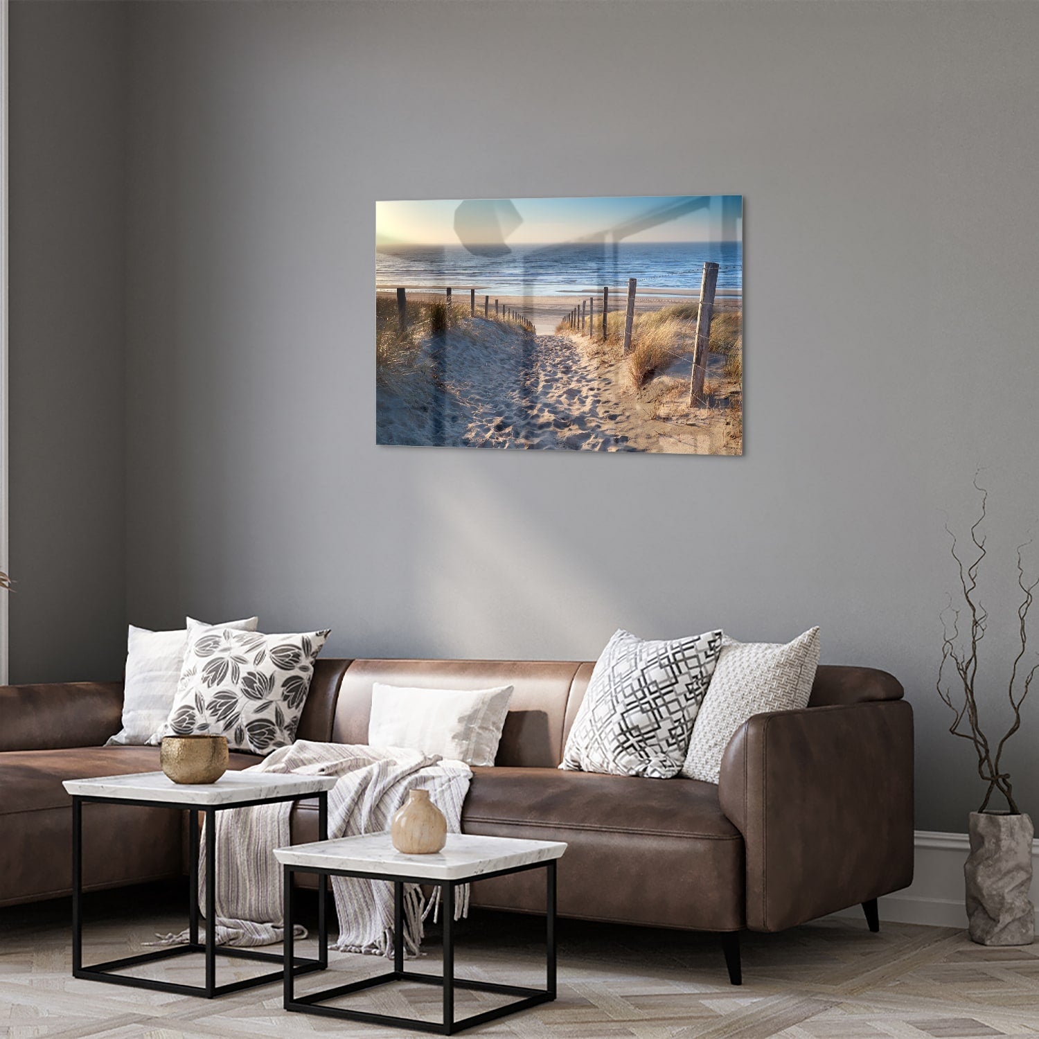 Glasbild – Sandweg zum Strand – Glasbild aus Sicherheitsglas, Größe 50x50_rond