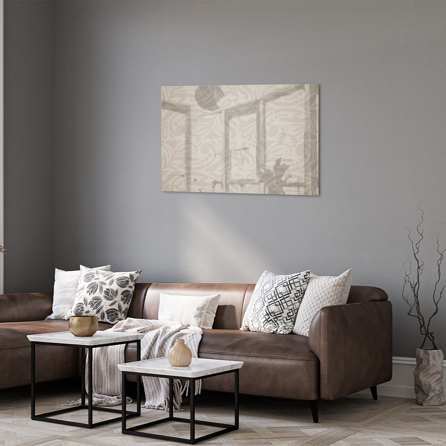 Elegantes Glasbild mit raffiniertem Muster – Glasbild aus Sicherheitsglas, Größe 50x50_rond