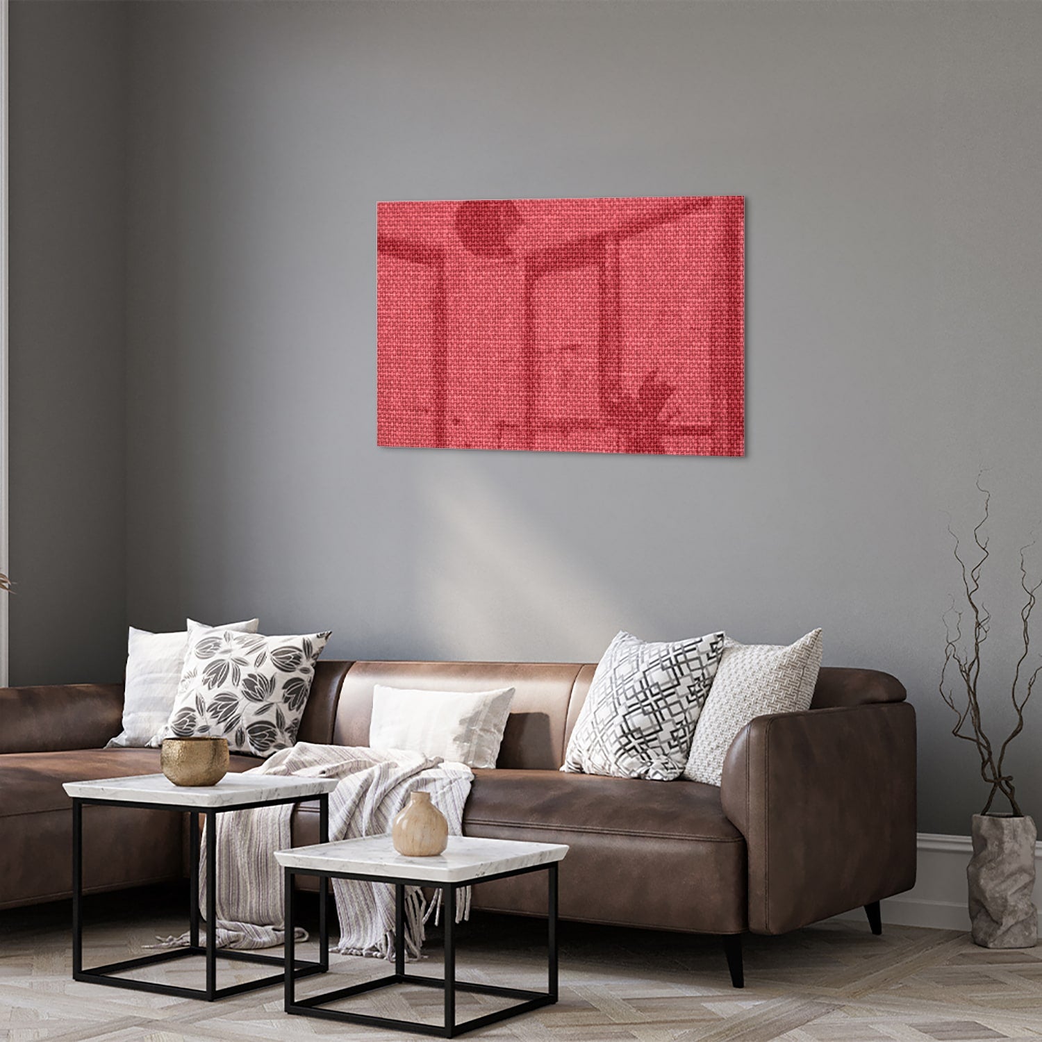Modernes Glasbild in klarem Rot – Glasbild aus Sicherheitsglas, Größe 50x50_rond