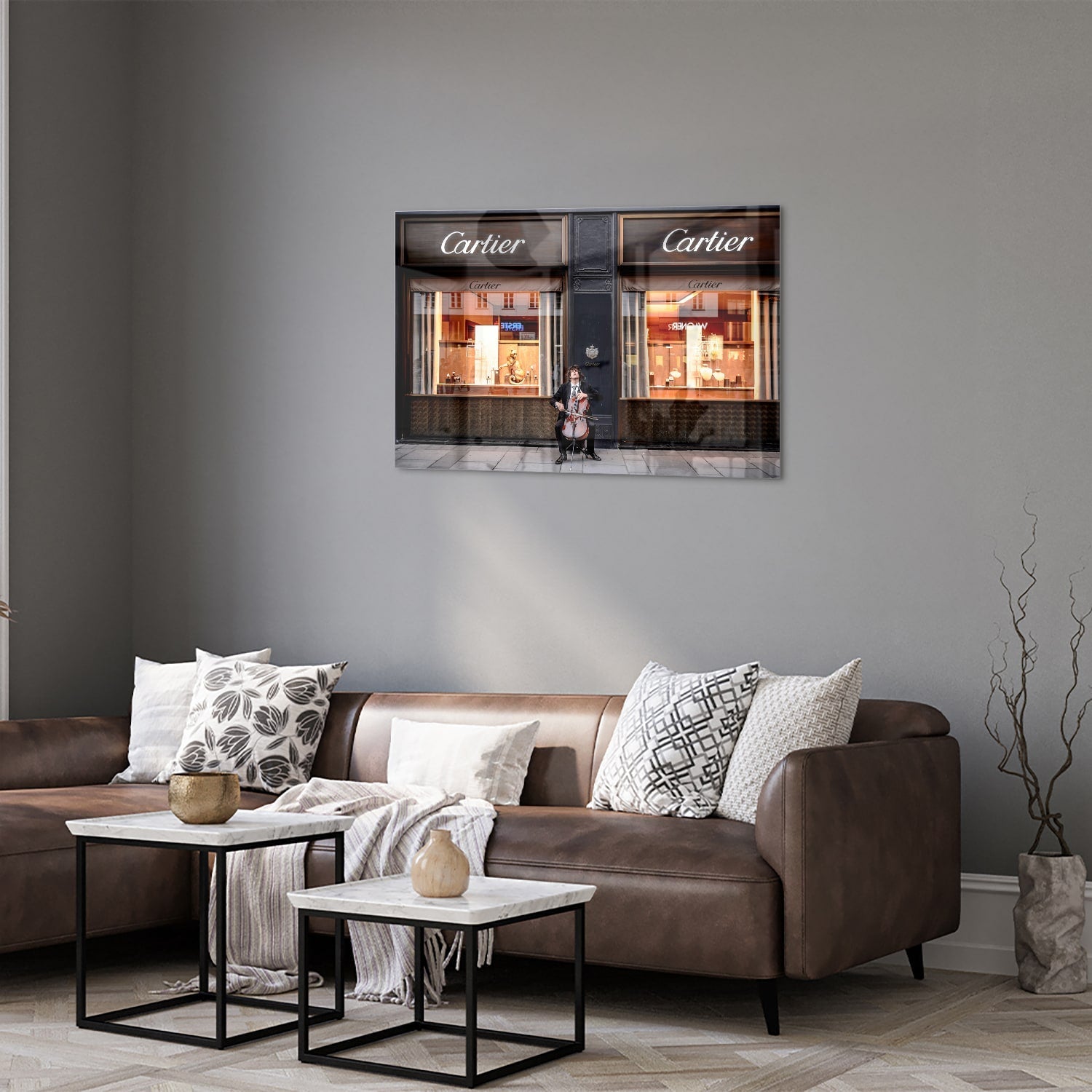Luxuriöses Cartier-Glasbild für Ihr Interieur – Glasbild aus Sicherheitsglas, Größe 50x50_rond