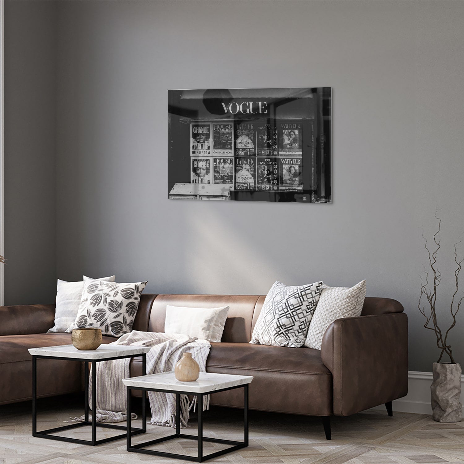 Vogue-Glasbild für minimalistische Räume – Glasbild aus Sicherheitsglas, Größe 50x50_rond