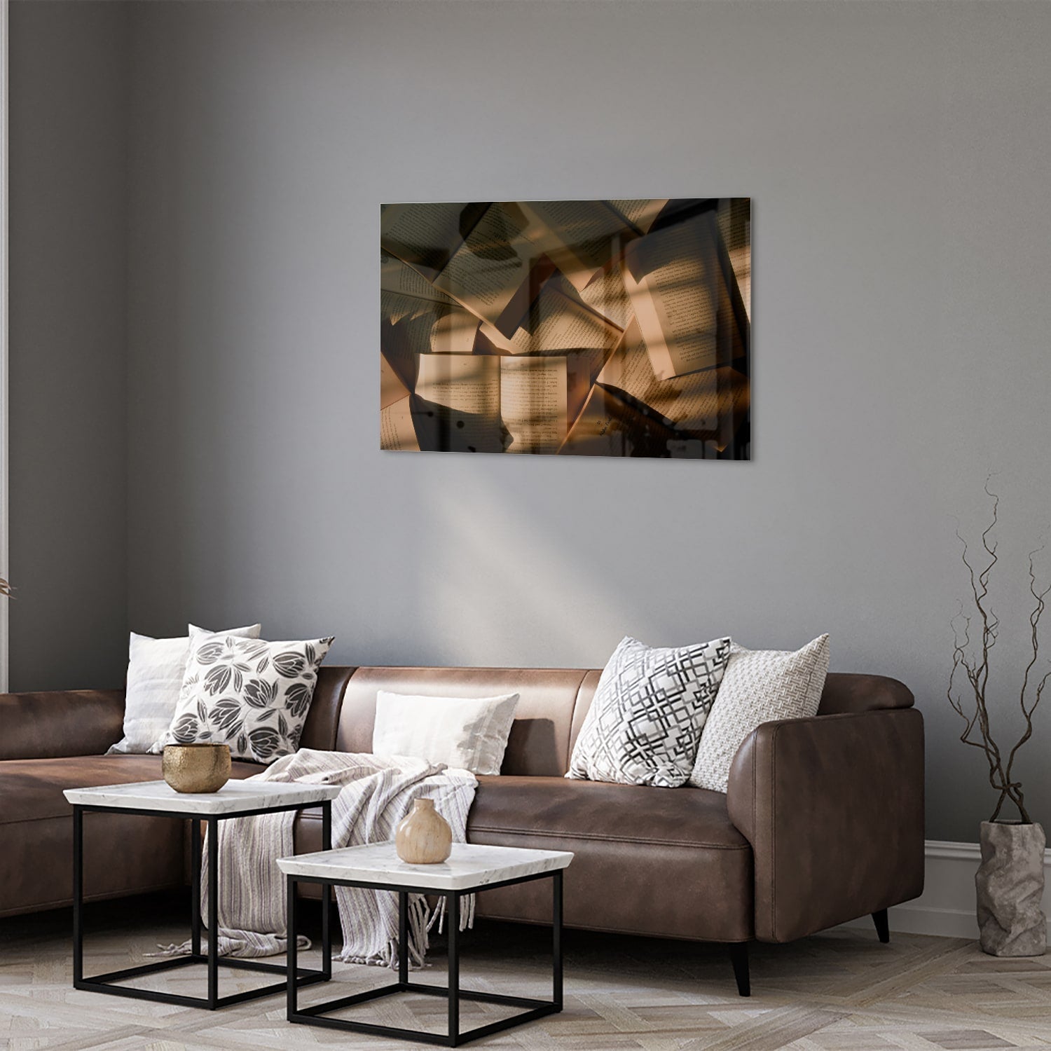 Modernes Glasbild mit abstrakten Formen – Glasbild aus Sicherheitsglas, Größe 50x50_rond