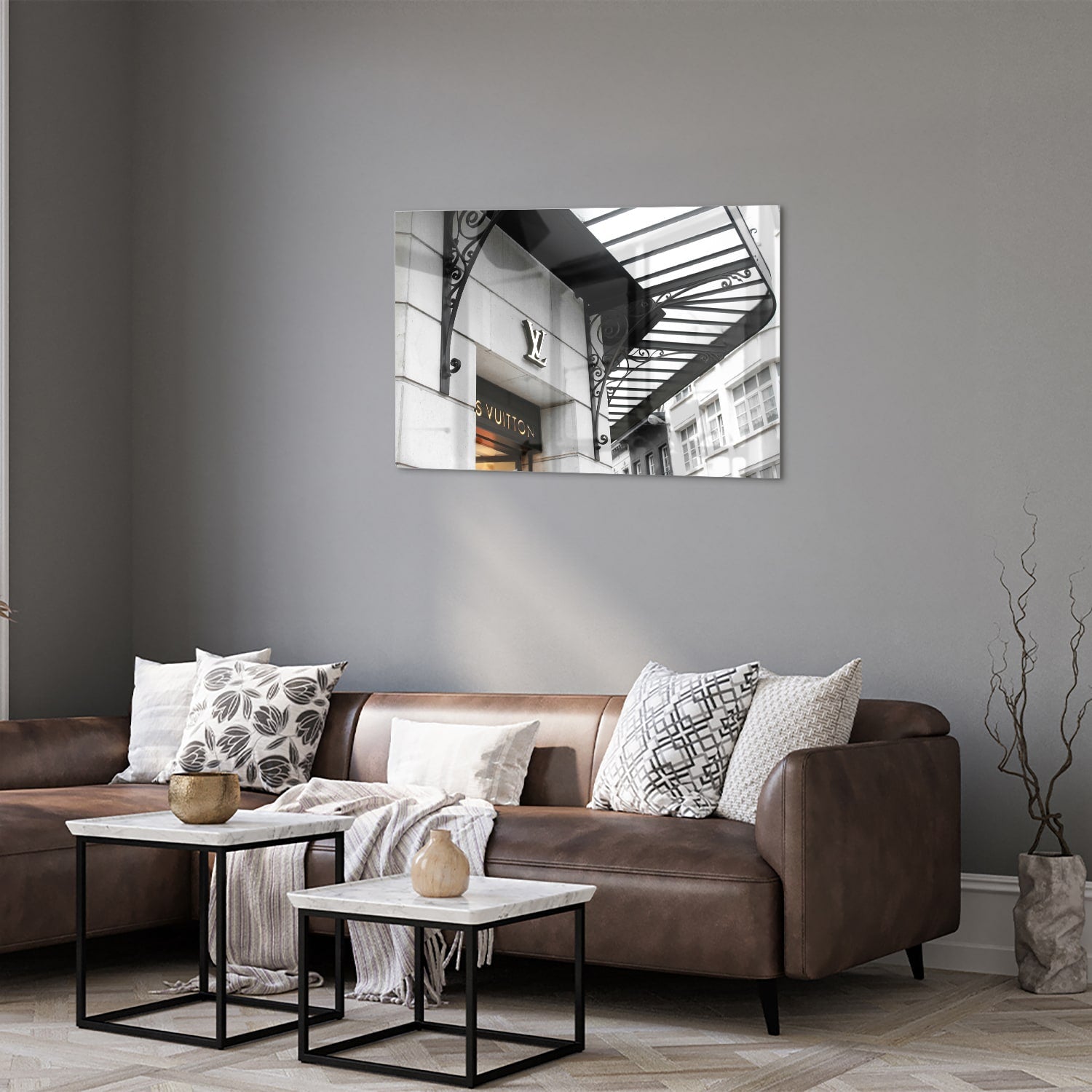Elegantes Glasbild mit luxuriöser Mode – Glasbild aus Sicherheitsglas, Größe 50x50_rond