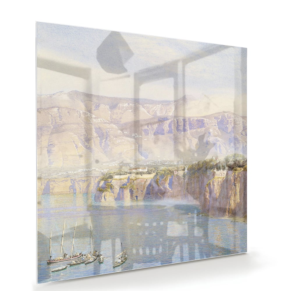 Träumerisches Glasbild mit Berglandschaft – Glasbild aus Sicherheitsglas, Größe 100x70