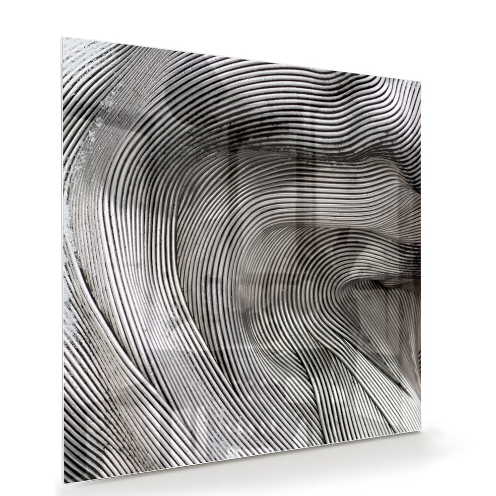 Abstraktes Glasbild mit wellenförmigen Linien – Glasbild aus Sicherheitsglas, Größe 100x70