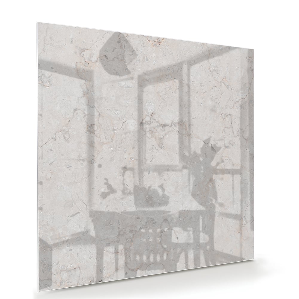 Abstraktes Glasbild mit heller Marmoroptik – Glasbild aus Sicherheitsglas, Größe 100x70