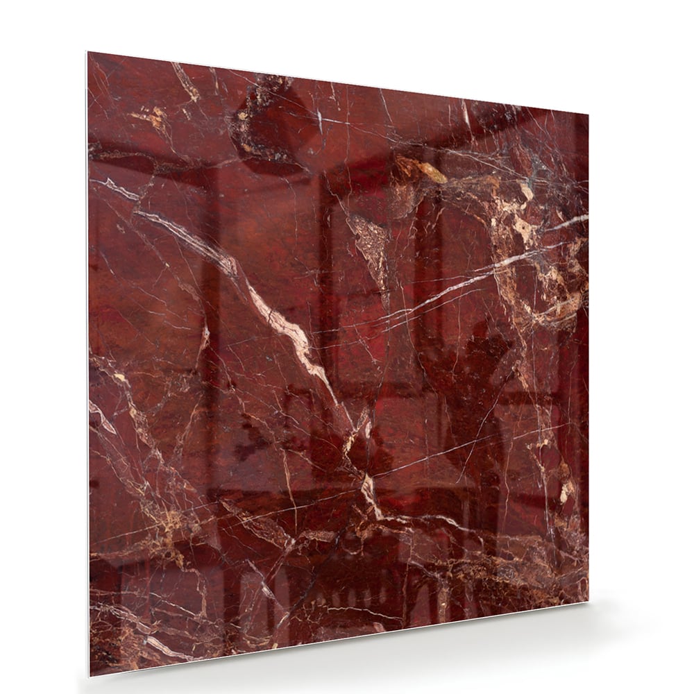 Rotes Glasbild mit Marmoroptik – Glasbild aus Sicherheitsglas, Größe 100x70