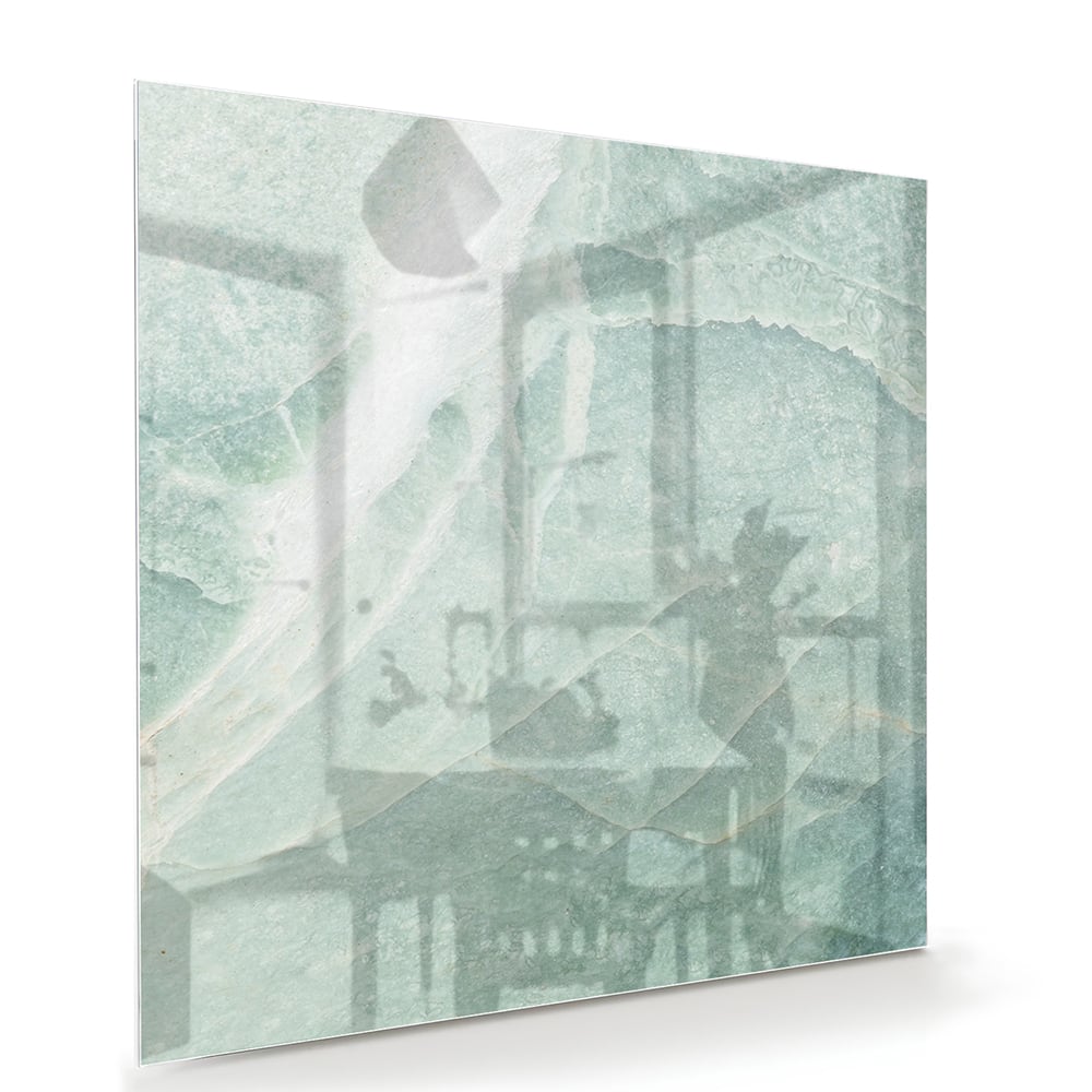 Abstraktes grünes Glasbild für moderne Innenräume – Glasbild aus Sicherheitsglas, Größe 100x70
