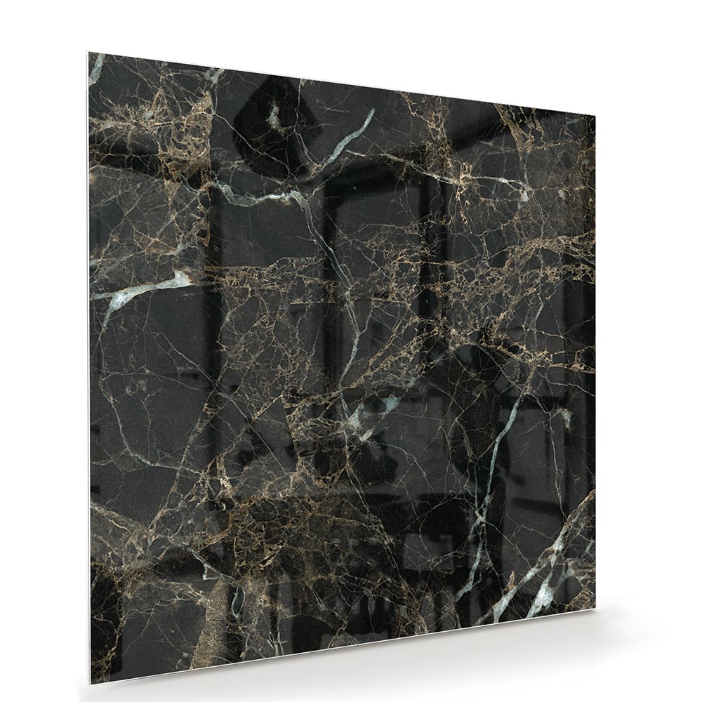 Elegantes schwarzes Marmor-Glasbild für luxuriöses Interieur – Glasbild aus Sicherheitsglas, Größe 100x70