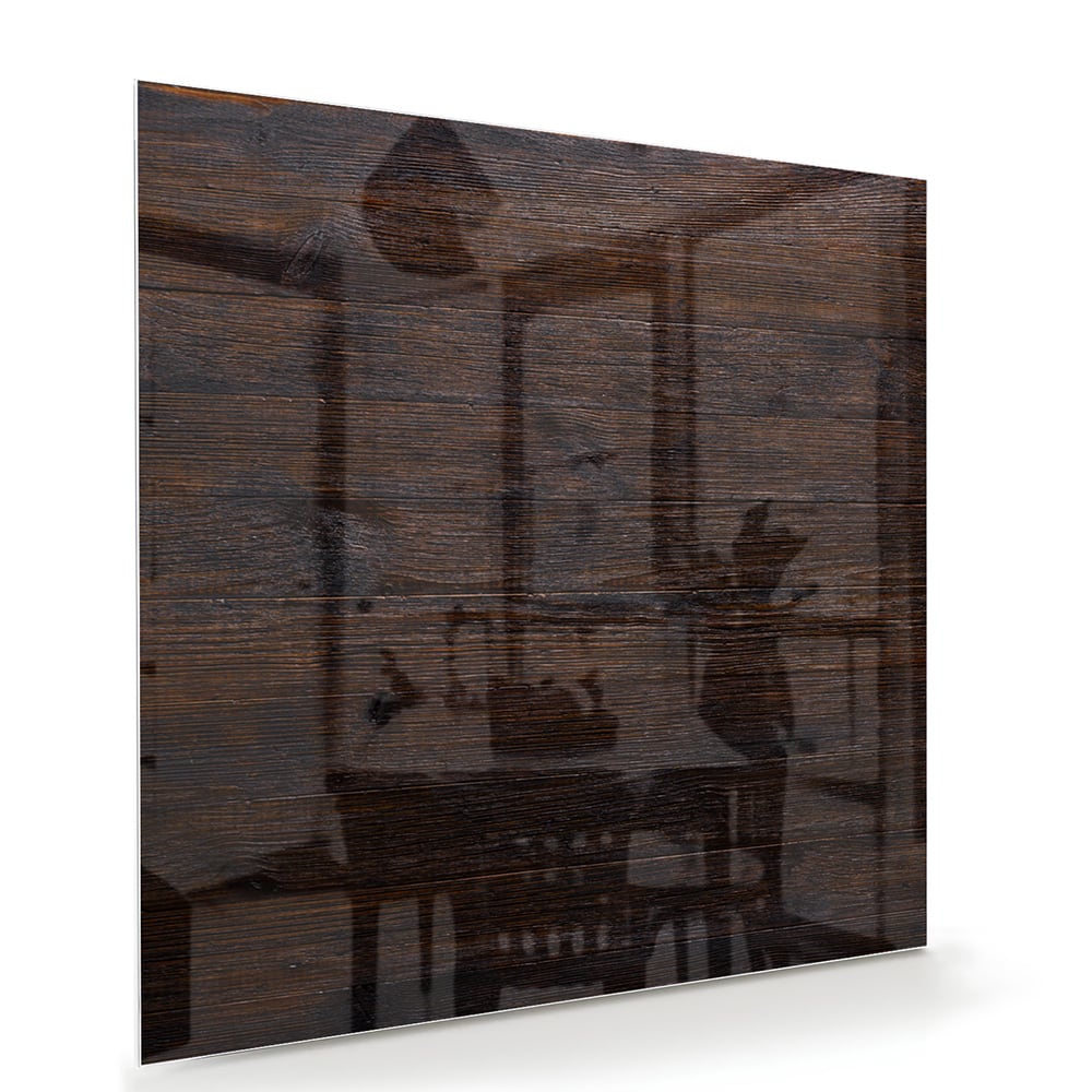 Modernes Glasbild mit warmen Holztönen – Glasbild aus Sicherheitsglas, Größe 100x70