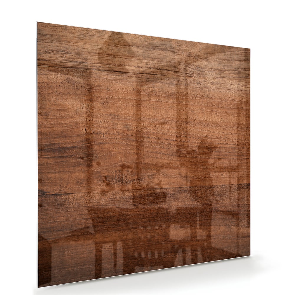 Elegantes Glasbild in warmem Holzton – Glasbild aus Sicherheitsglas, Größe 100x70