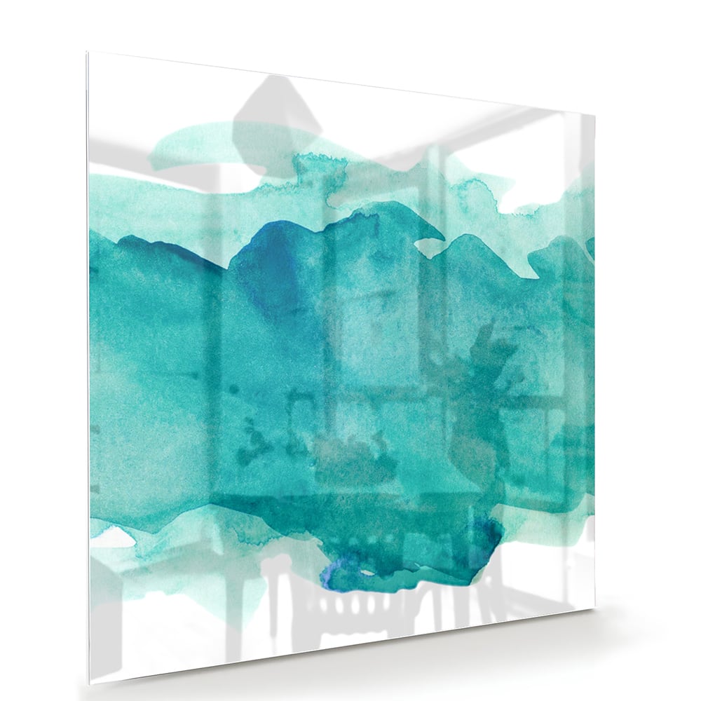 Abstraktes türkisfarbenes Glasbild für moderne Innenräume – Glasbild aus Sicherheitsglas, Größe 100x70