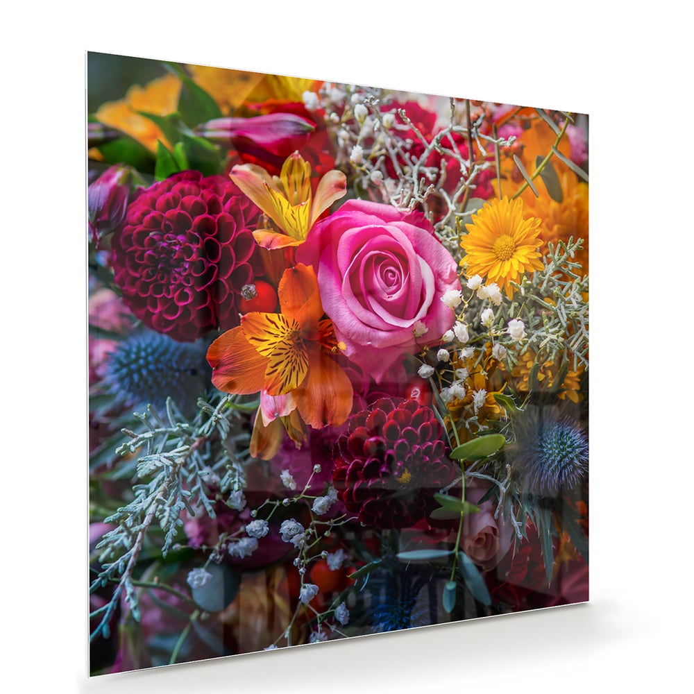 Glasbild – Bunte Blütenpracht – Glasbild aus Sicherheitsglas, Größe 100x70