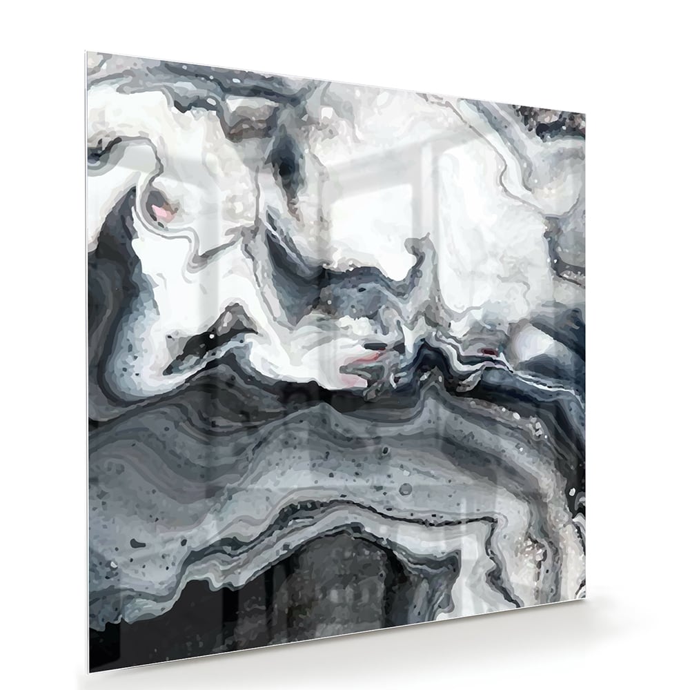 Abstraktes Glasbild in Grautönen – Glasbild aus Sicherheitsglas, Größe 100x70