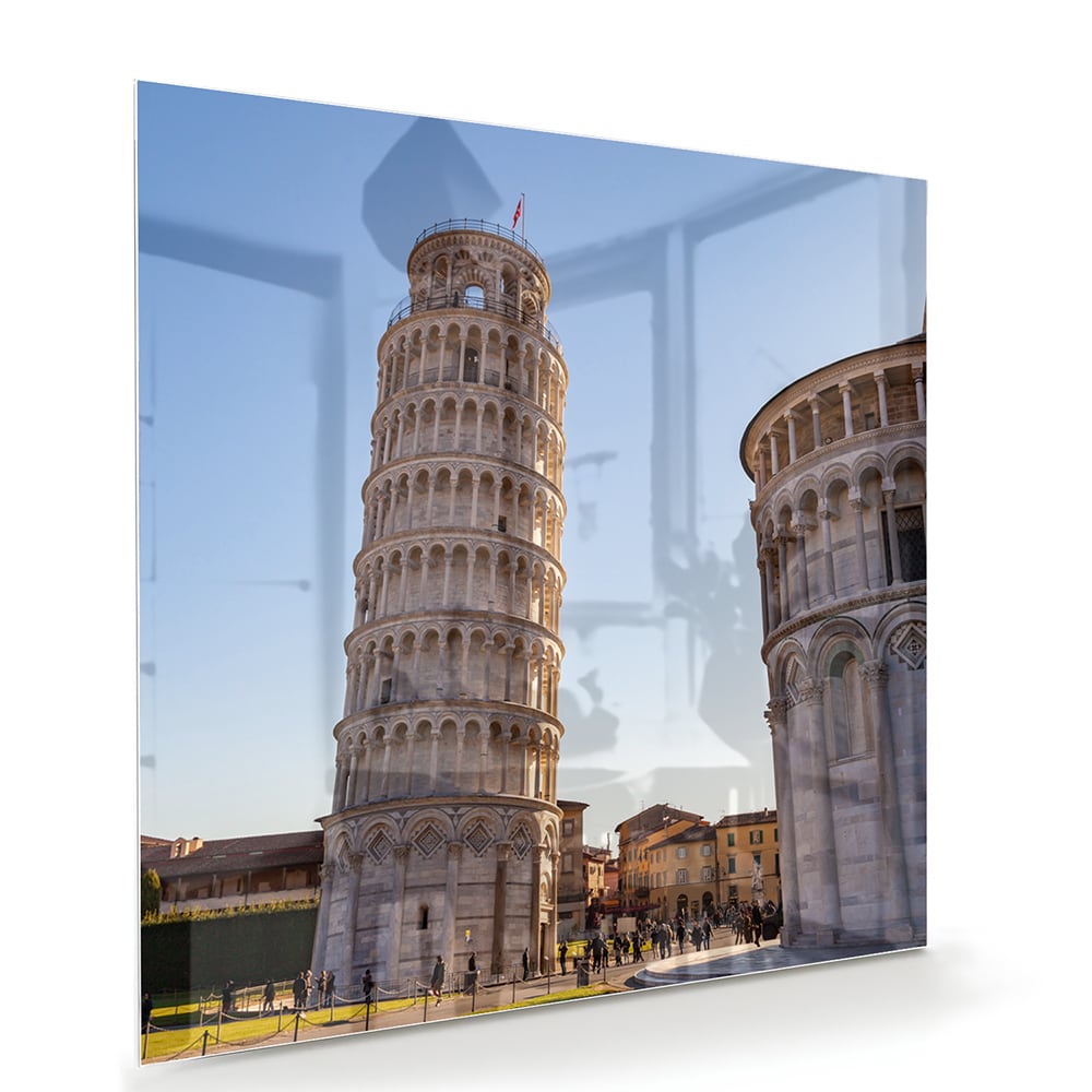 Glasbild mit dem Schiefen Turm von Pisa – Glasbild aus Sicherheitsglas, Größe 100x70