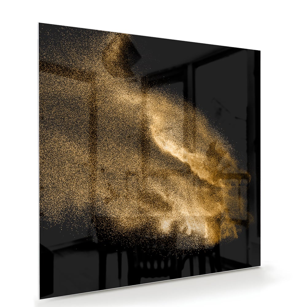 Glasbild – Goldene Hand auf schwarzem Hintergrund – Glasbild aus Sicherheitsglas, Größe 100x70