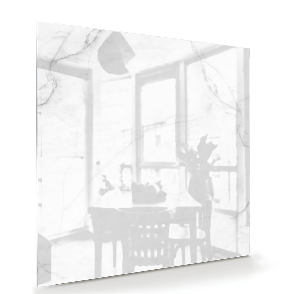 Minimalistisches Glasbild mit dezenten Marmorstrukturen – Glasbild aus Sicherheitsglas, Größe 100x70